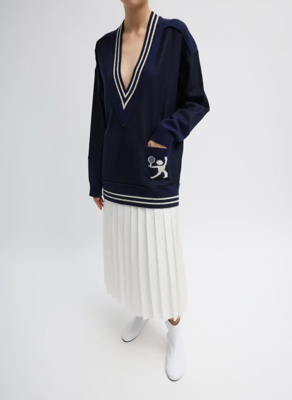 Tilden Deep V-Neck Tennis Sweater sold by Tibi