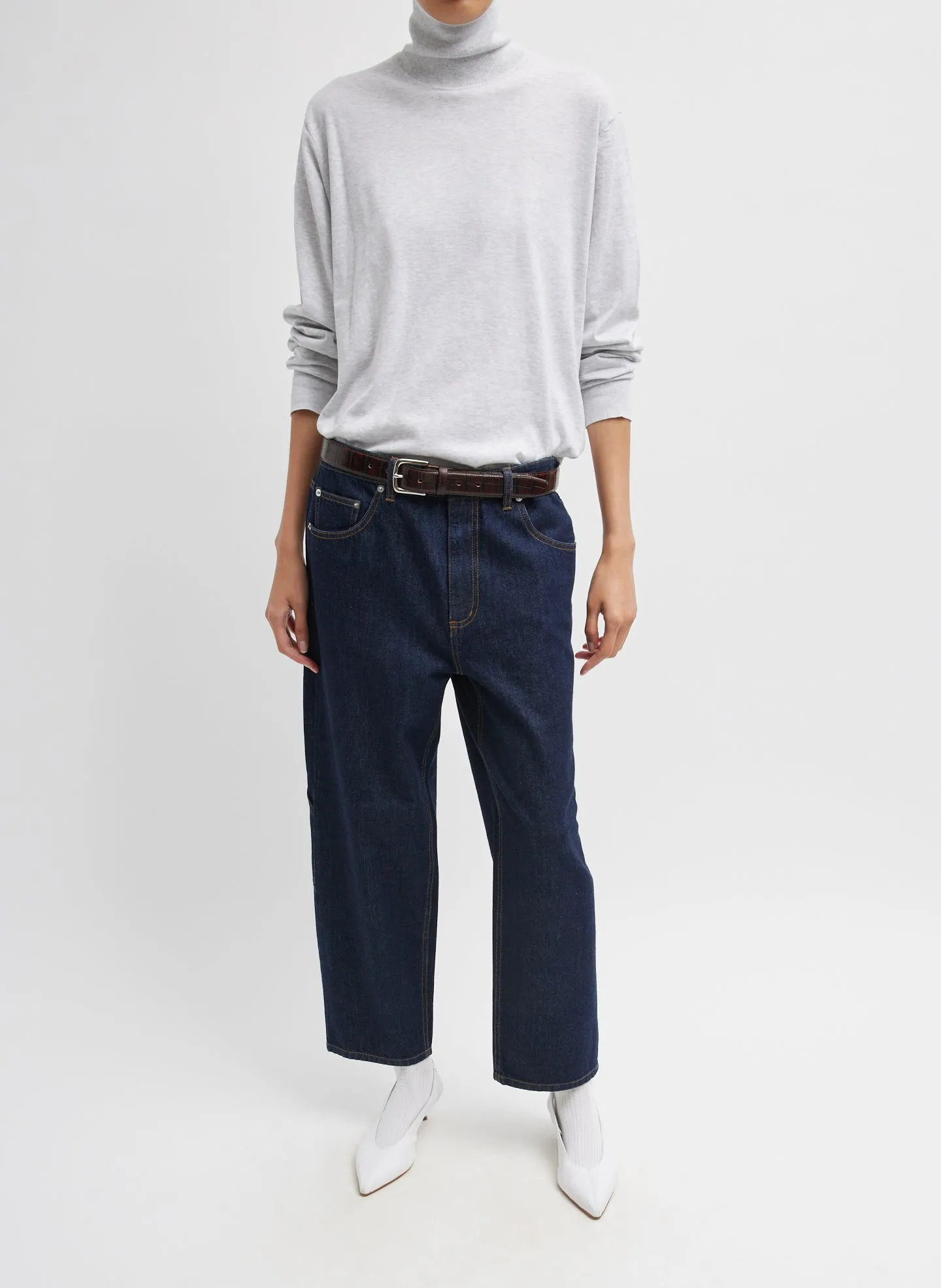 Spring Denim Cropped Slouchy Cargo Jean sold by Tibi