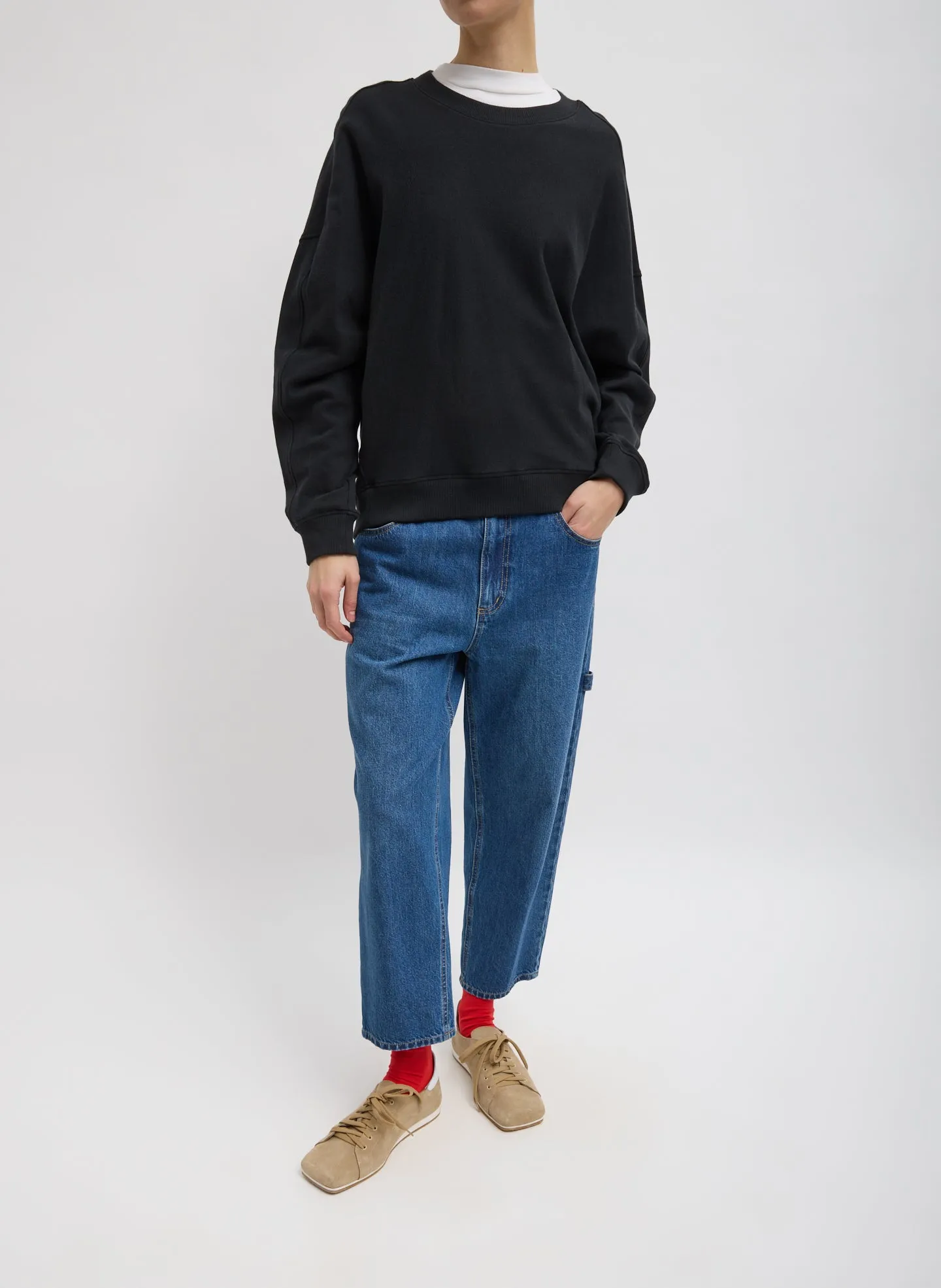 Spring Denim Cropped Slouchy Cargo Jean sold by Tibi