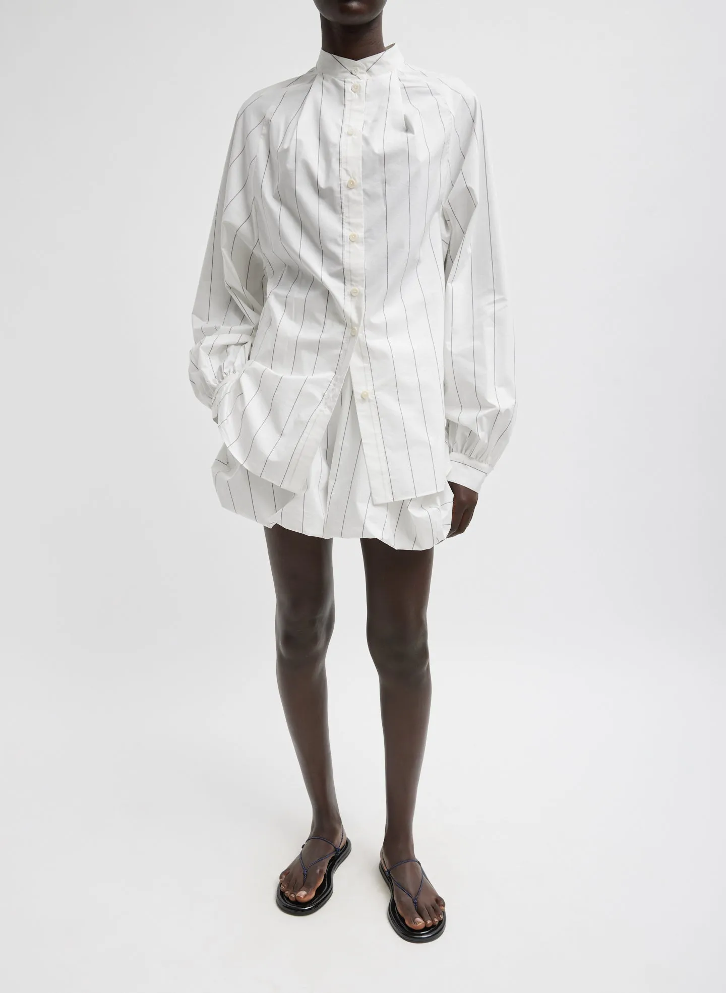 Striped Tech Poplin Bubble Short sold by Tibi product image thumbnail 3