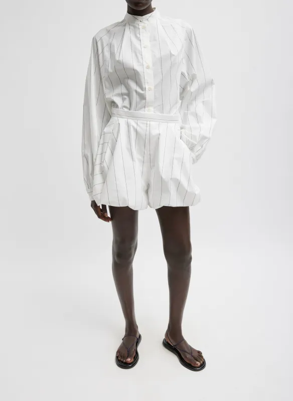 Striped Tech Poplin Bubble Short sold by Tibi