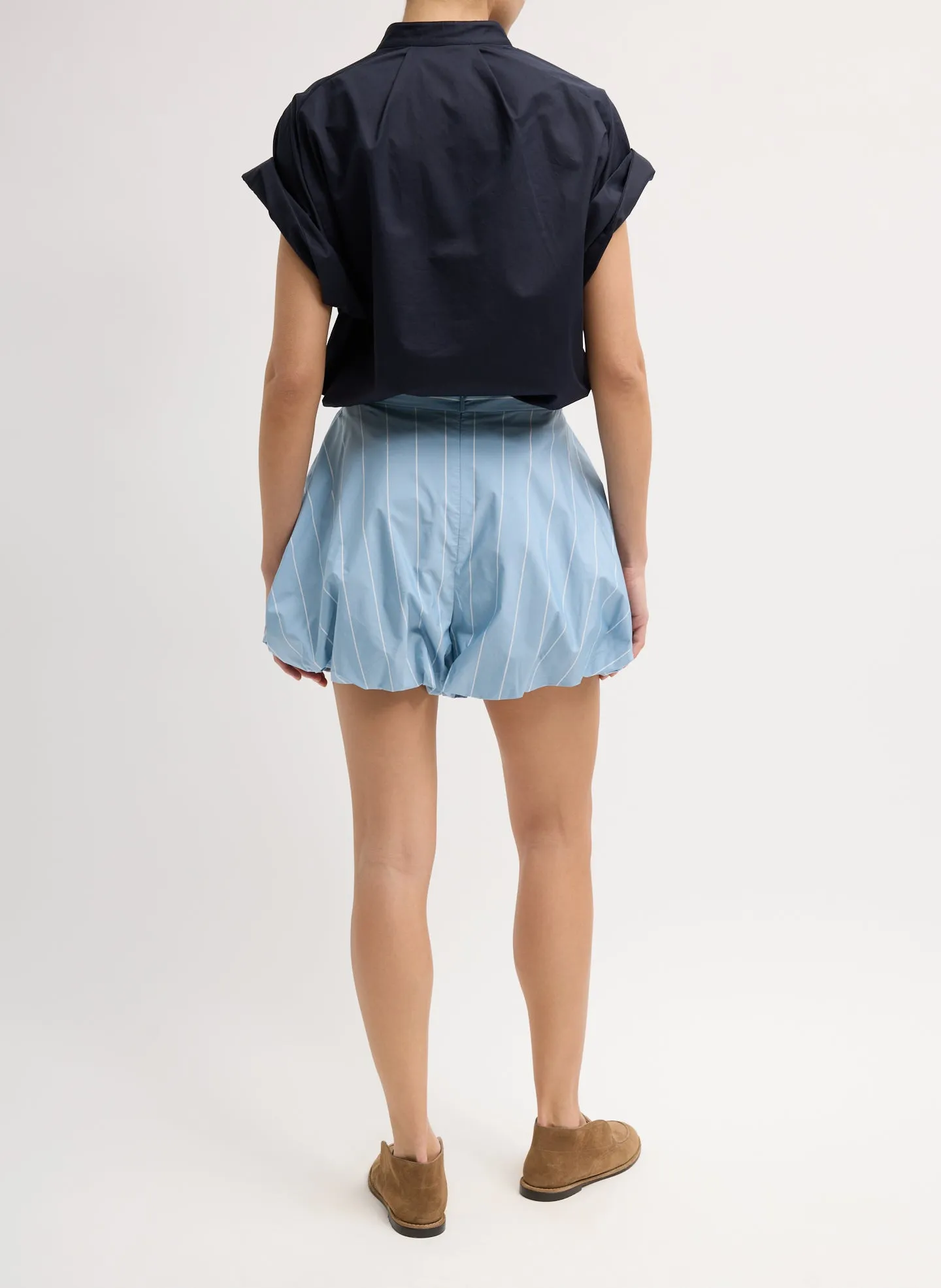 Striped Tech Poplin Bubble Short sold by Tibi product image thumbnail 3