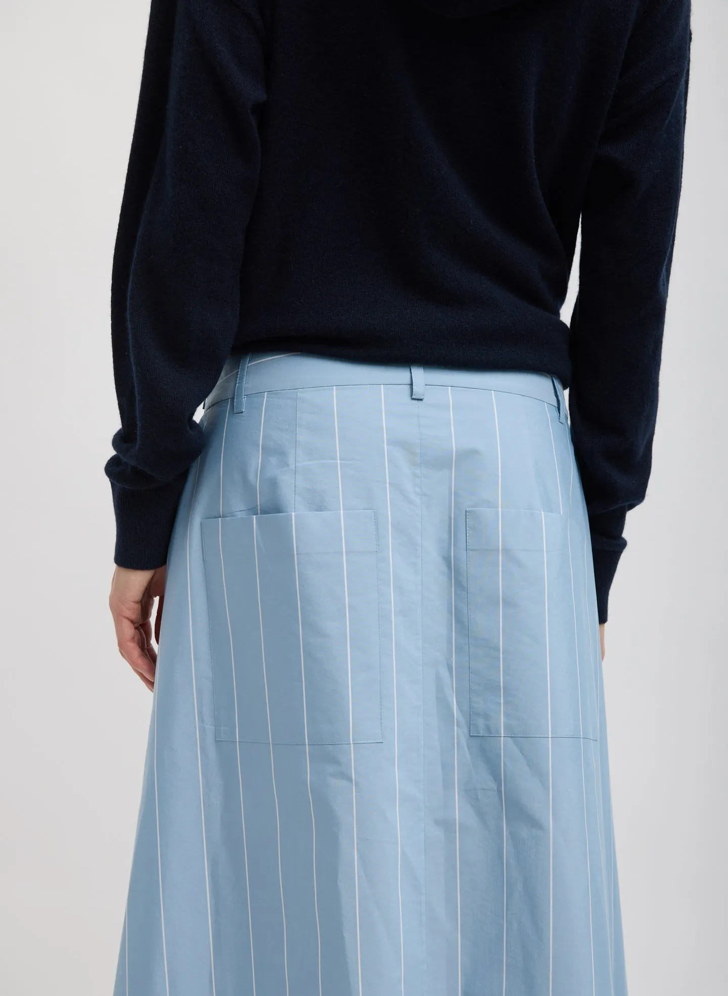 Striped Tech Poplin Tie Front Skirt sold by Tibi product image thumbnail 4
