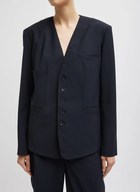 Tropical Wool Collarless Blazer sold by Tibi