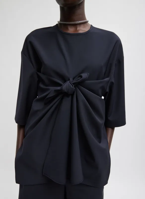 Tropical Wool Tie Front T-Shirt made by Tibi