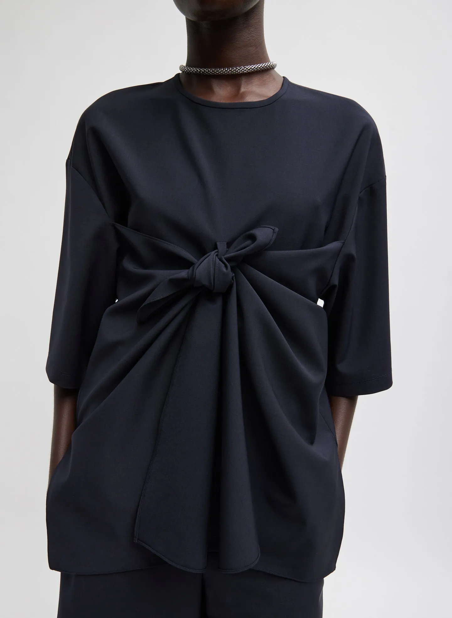 Tropical Wool Tie Front T-Shirt sold by Tibi