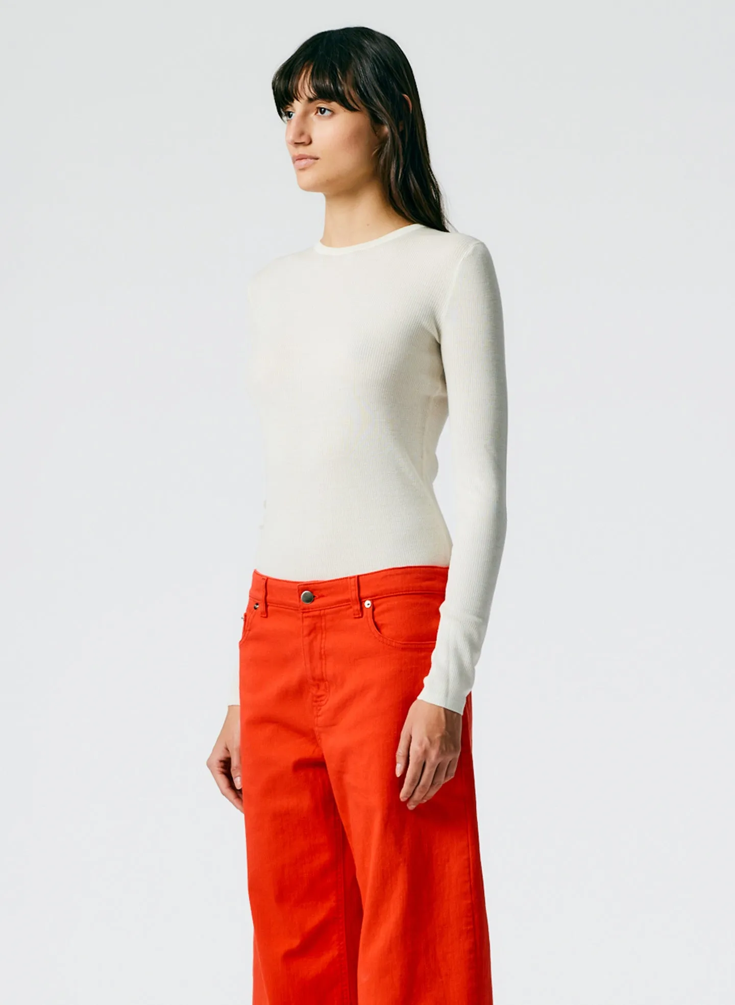 Feather Weight Ribbed Crewneck Pullover Sweater sold by Tibi product image thumbnail 2