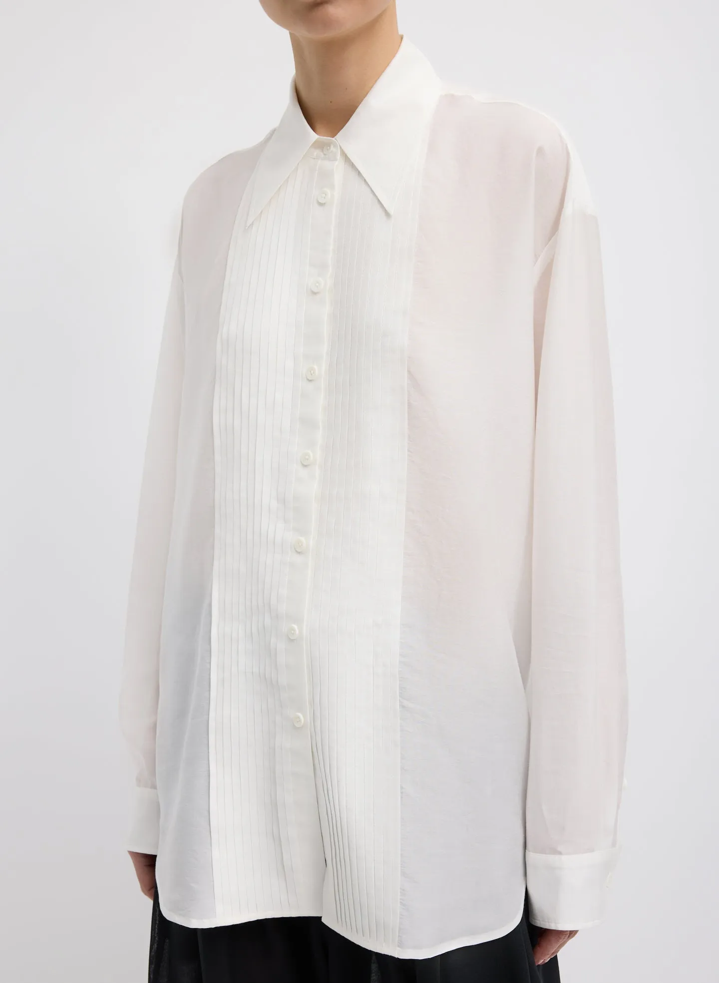 Silk Voile Easy Pintucked Shirt sold by Tibi