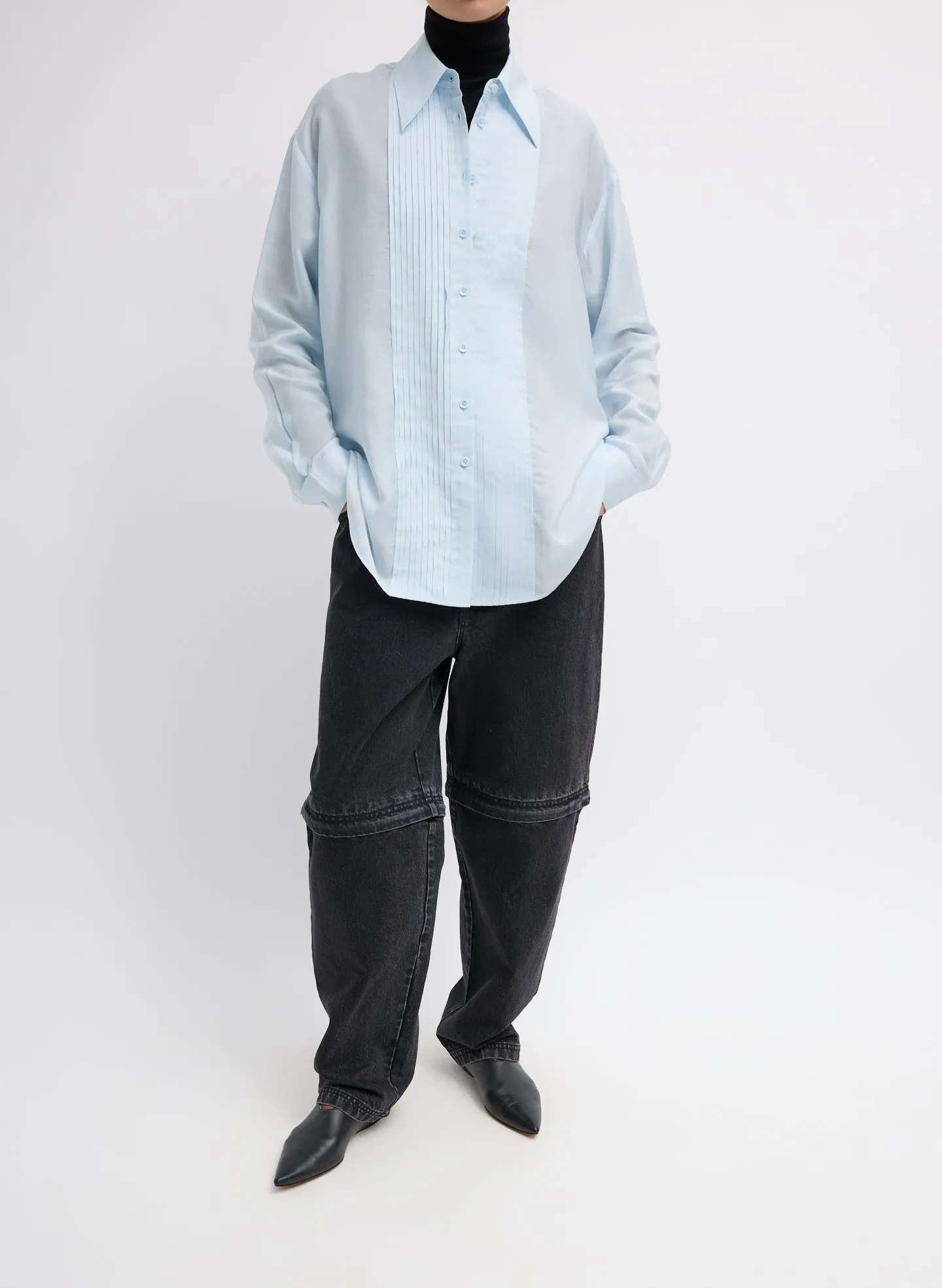 Silk Voile Easy Pintucked Shirt sold by Tibi product image thumbnail 4