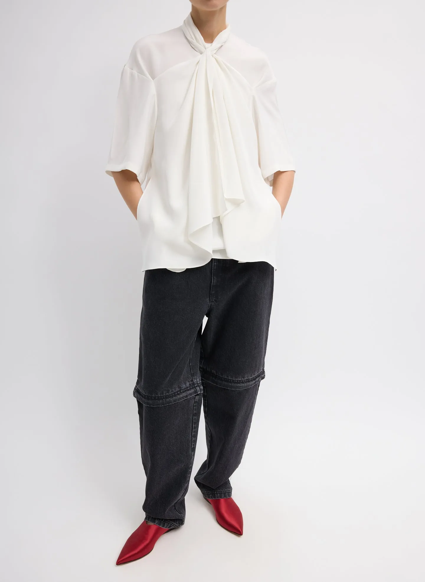4-Ply Silk Tie Front Top sold by Tibi product image thumbnail 4