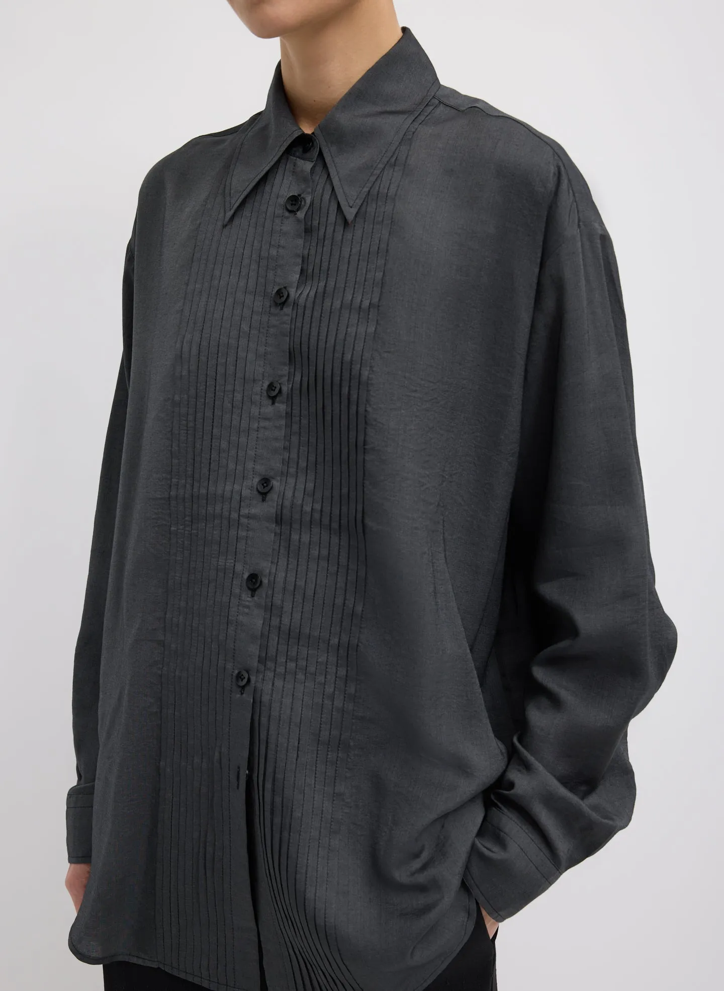 Silk Voile Easy Pintucked Shirt sold by Tibi