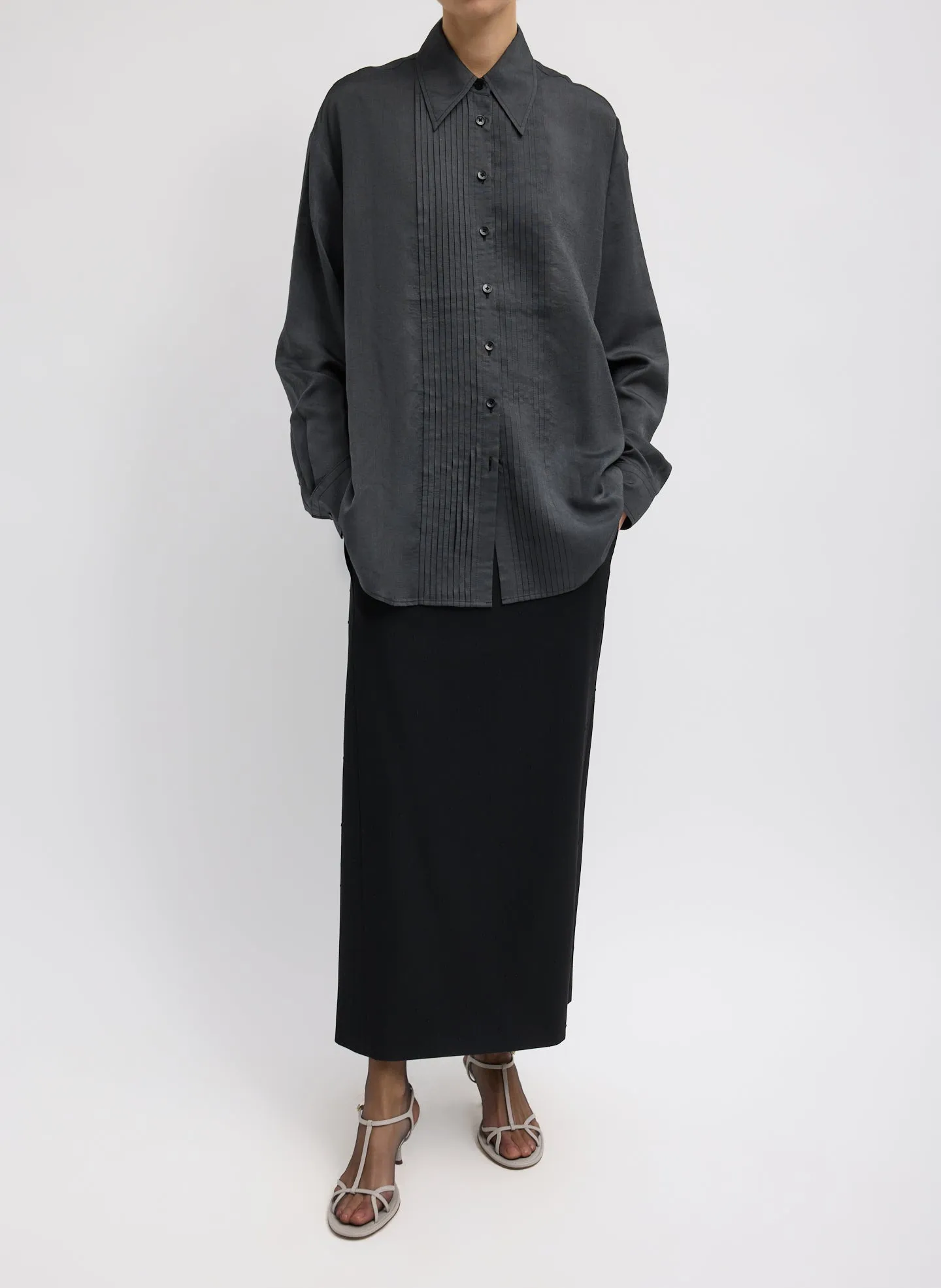 Silk Voile Easy Pintucked Shirt sold by Tibi product image thumbnail 2