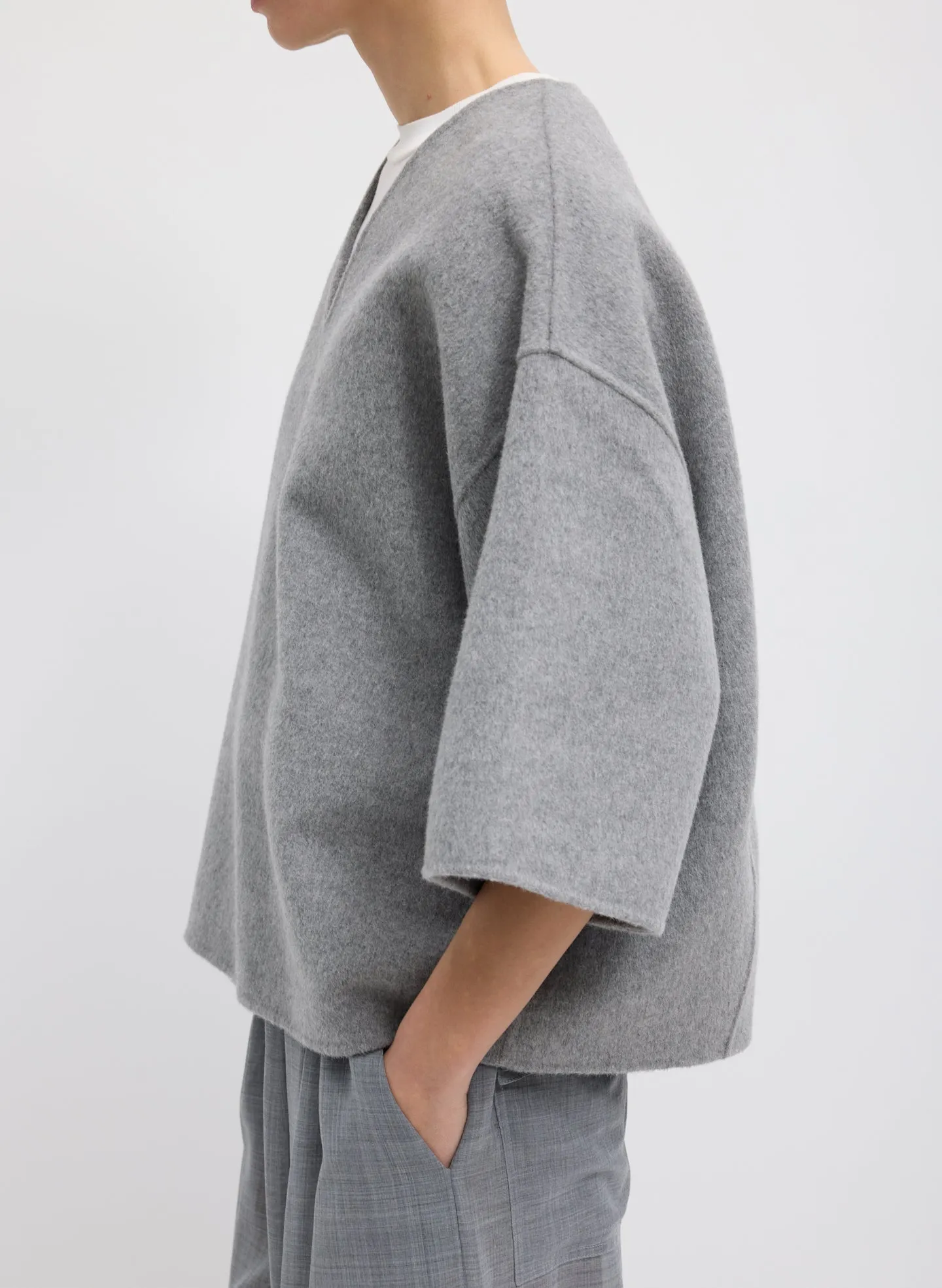 Luxe Double Faced Wool Angora V-Neck Top sold by Tibi product image thumbnail 3