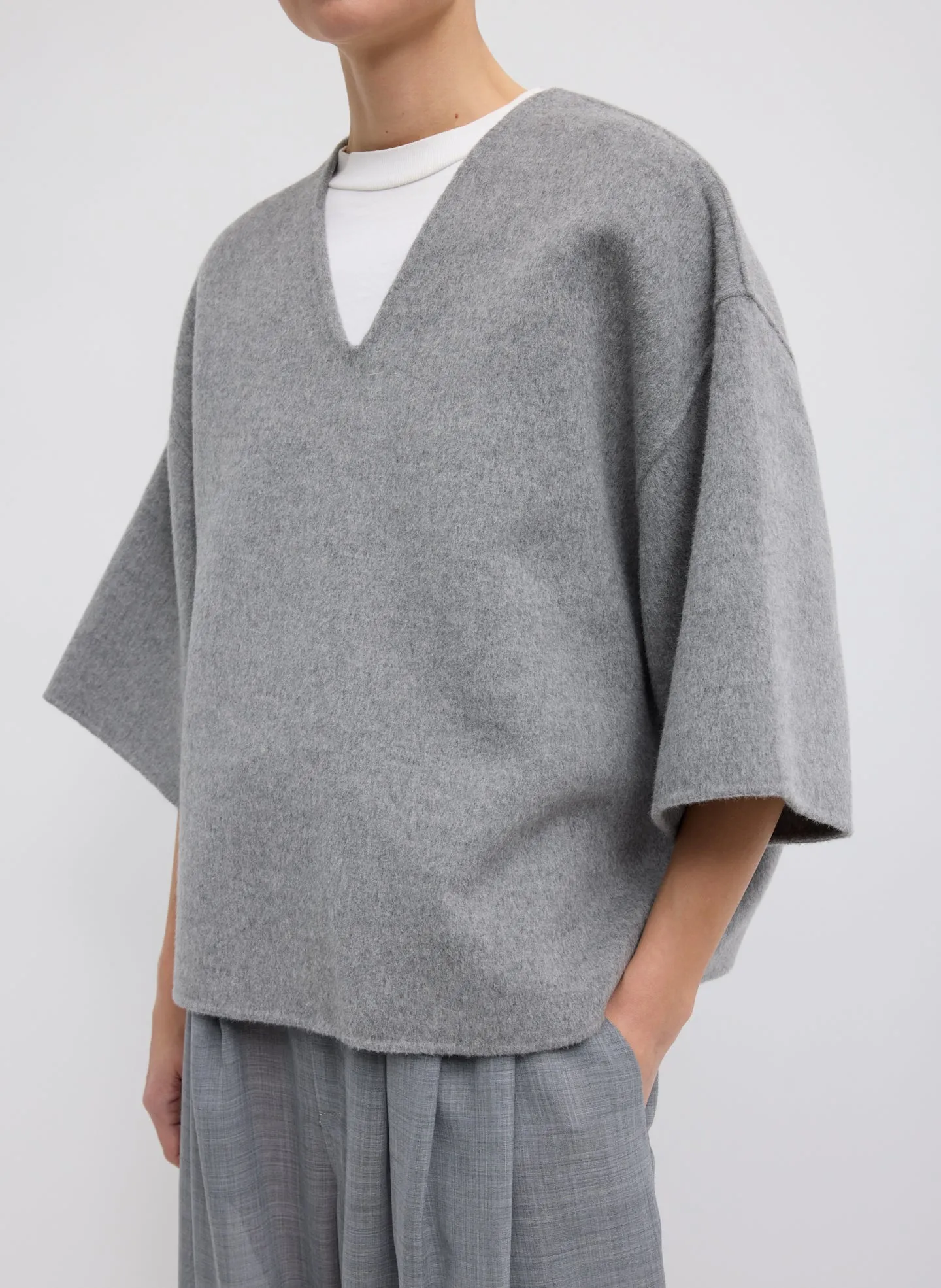 Luxe Double Faced Wool Angora V-Neck Top sold by Tibi product image thumbnail 2
