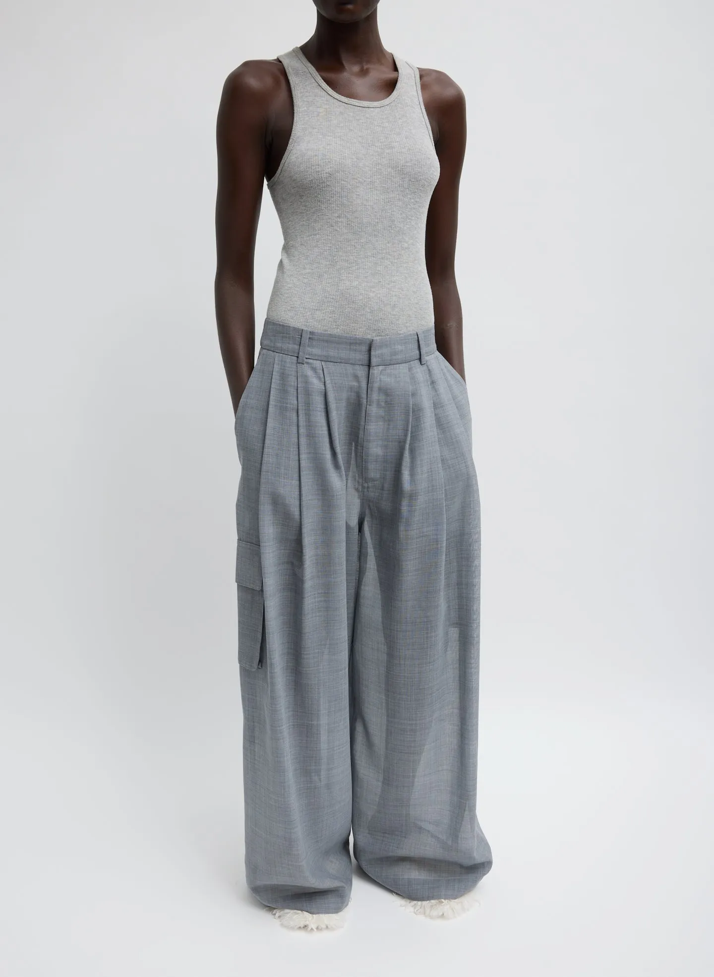Sheer Wool Gauze Triple Pleat Pant sold by Tibi