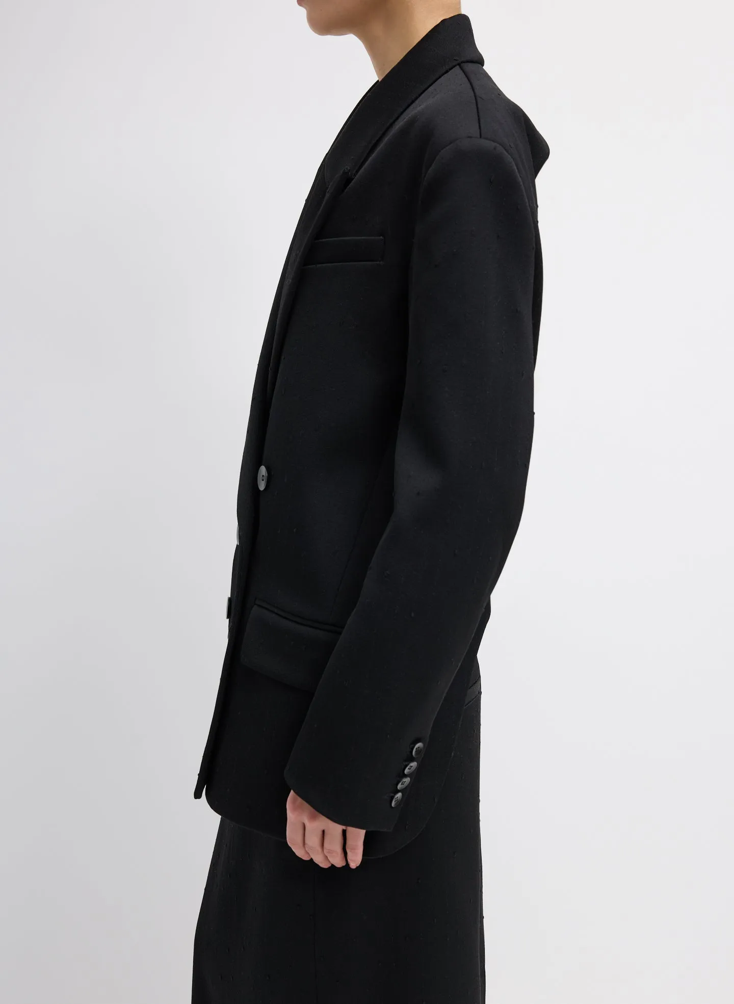 Refined Wool Slub Blazer With Cut Out Organza Back sold by Tibi product image thumbnail 2