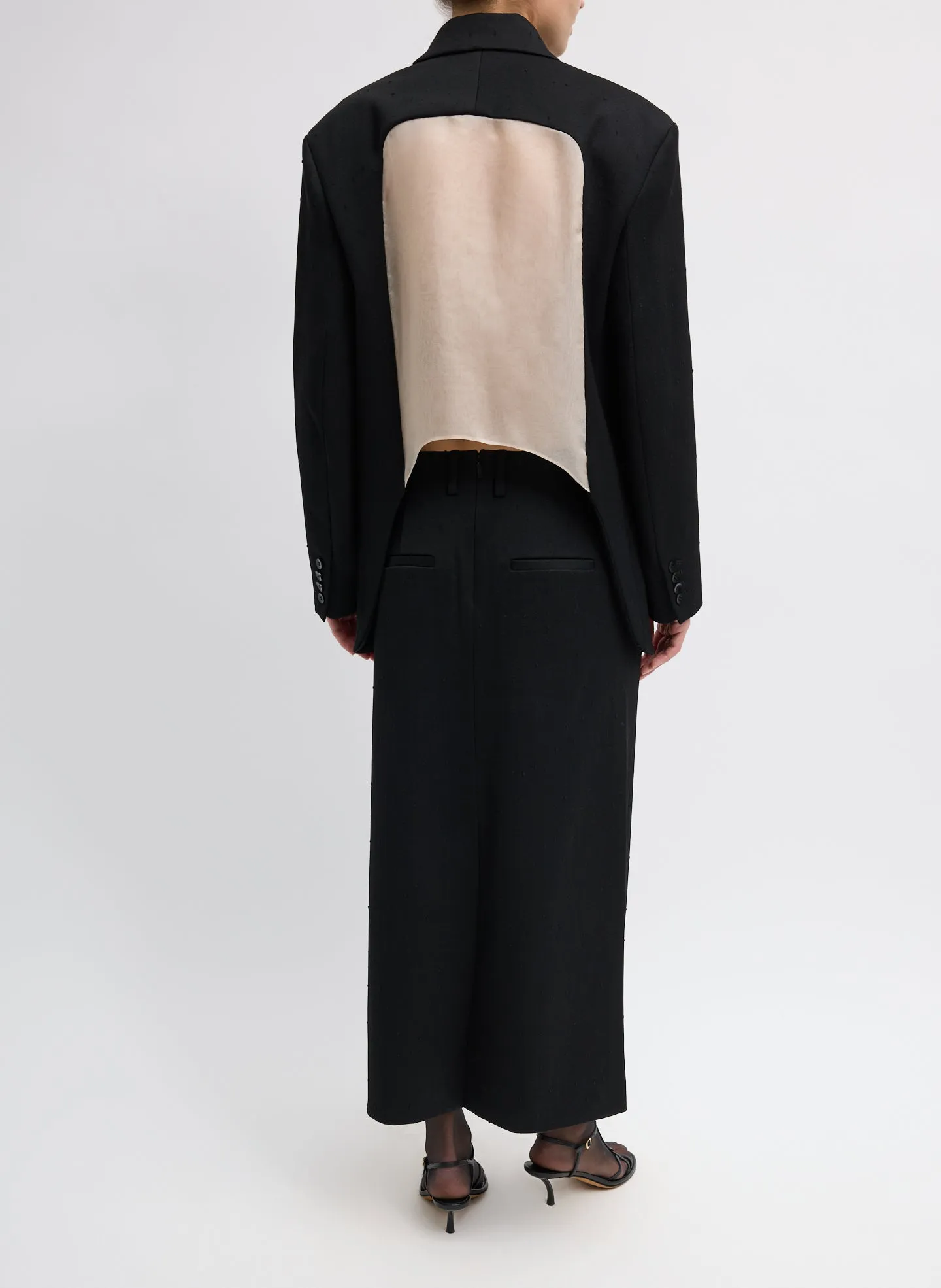 Refined Wool Slub Blazer With Cut Out Organza Back sold by Tibi product image thumbnail 5
