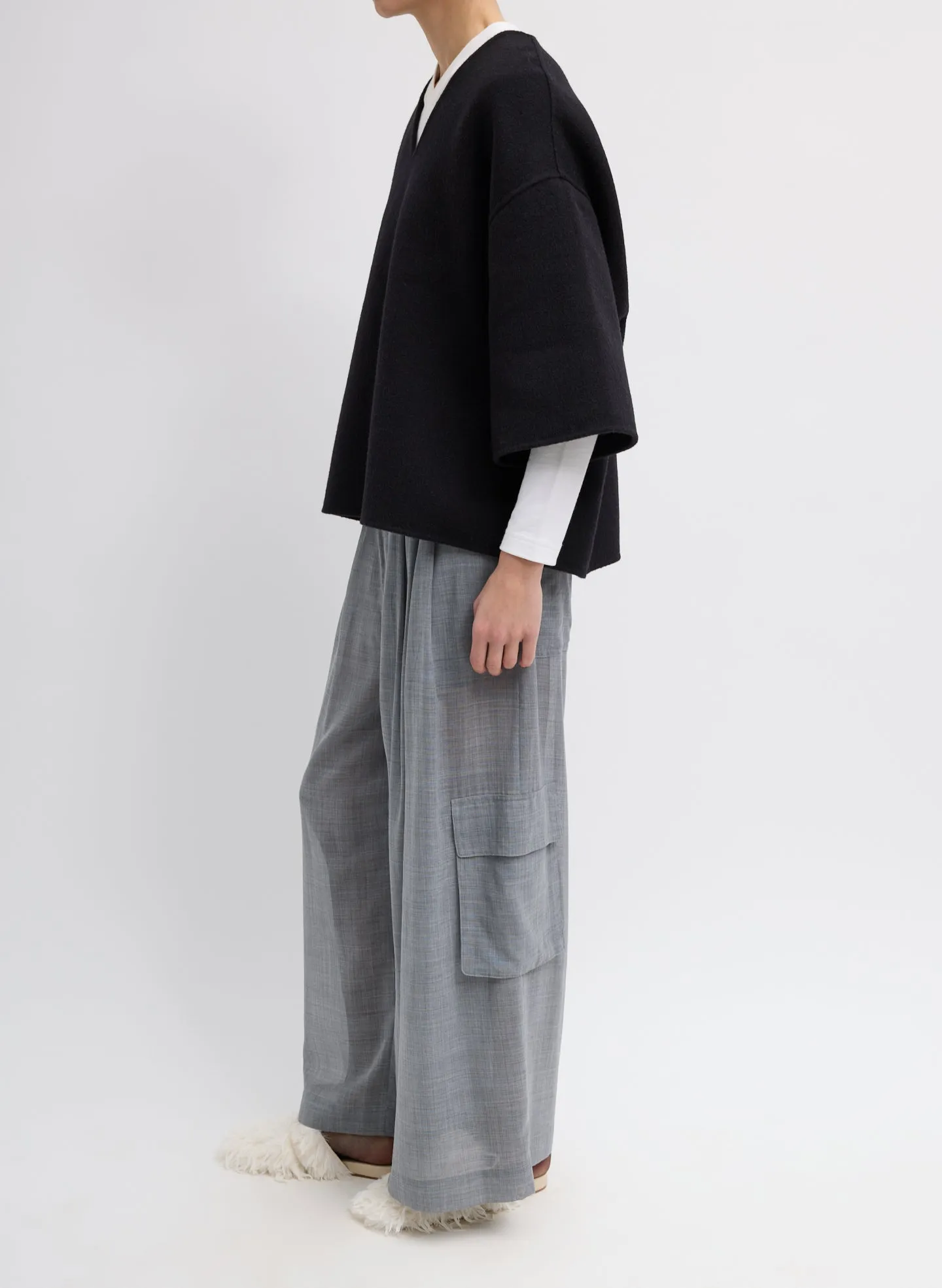Luxe Double Faced Wool Angora V-Neck Top sold by Tibi product image thumbnail 3