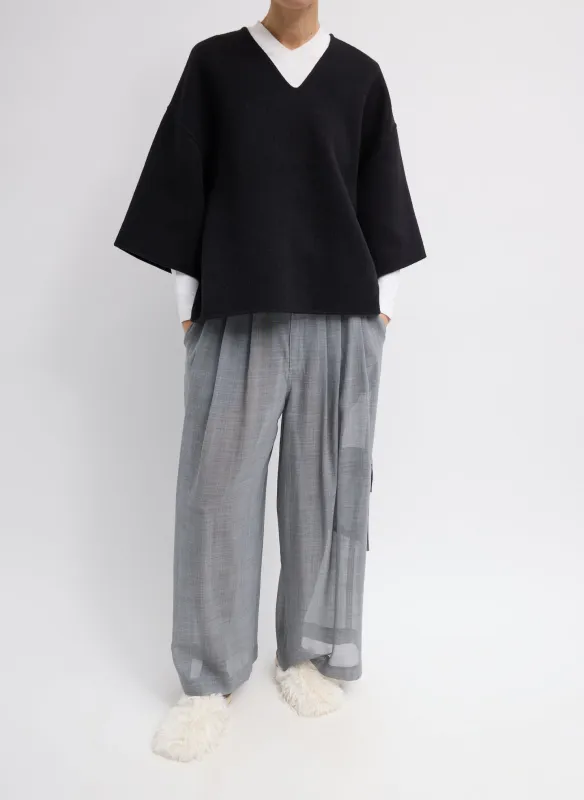 Luxe Double Faced Wool Angora V-Neck Top made by Tibi