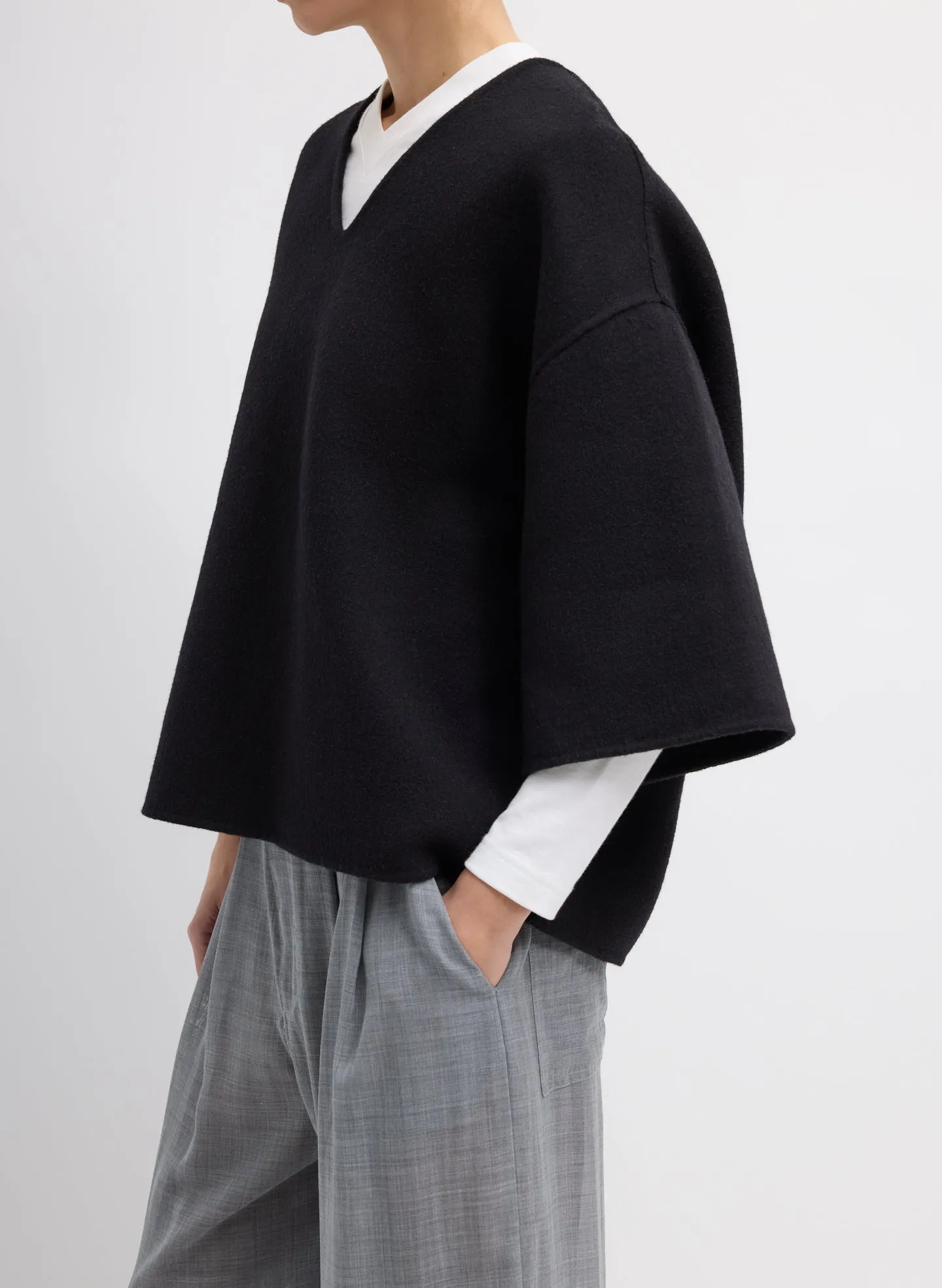 Luxe Double Faced Wool Angora V-Neck Top sold by Tibi product image thumbnail 2