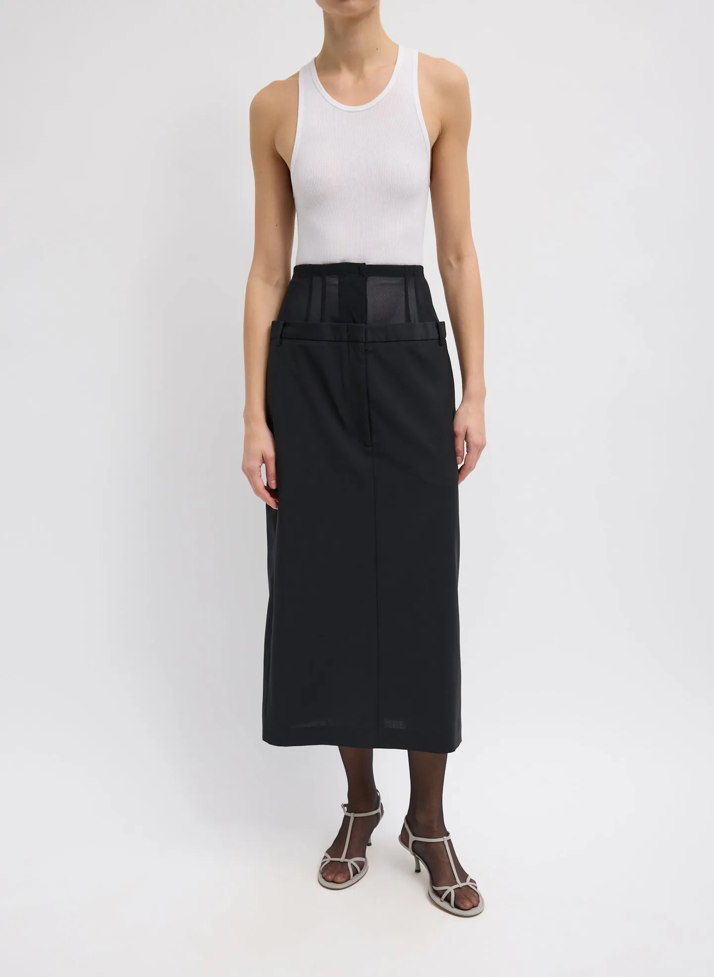Recycled Tropical Wool Corset Maxi Trouser Skirt sold by Tibi