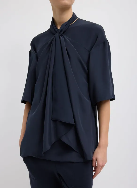 4-Ply Silk Tie Front Top sold by Tibi