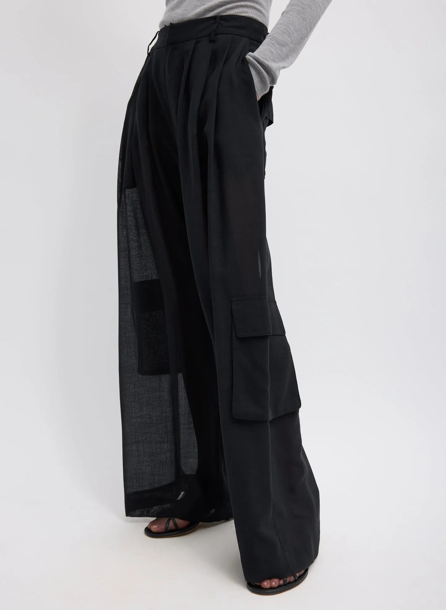 Sheer Wool Gauze Triple Pleat Pant sold by Tibi product image thumbnail 4