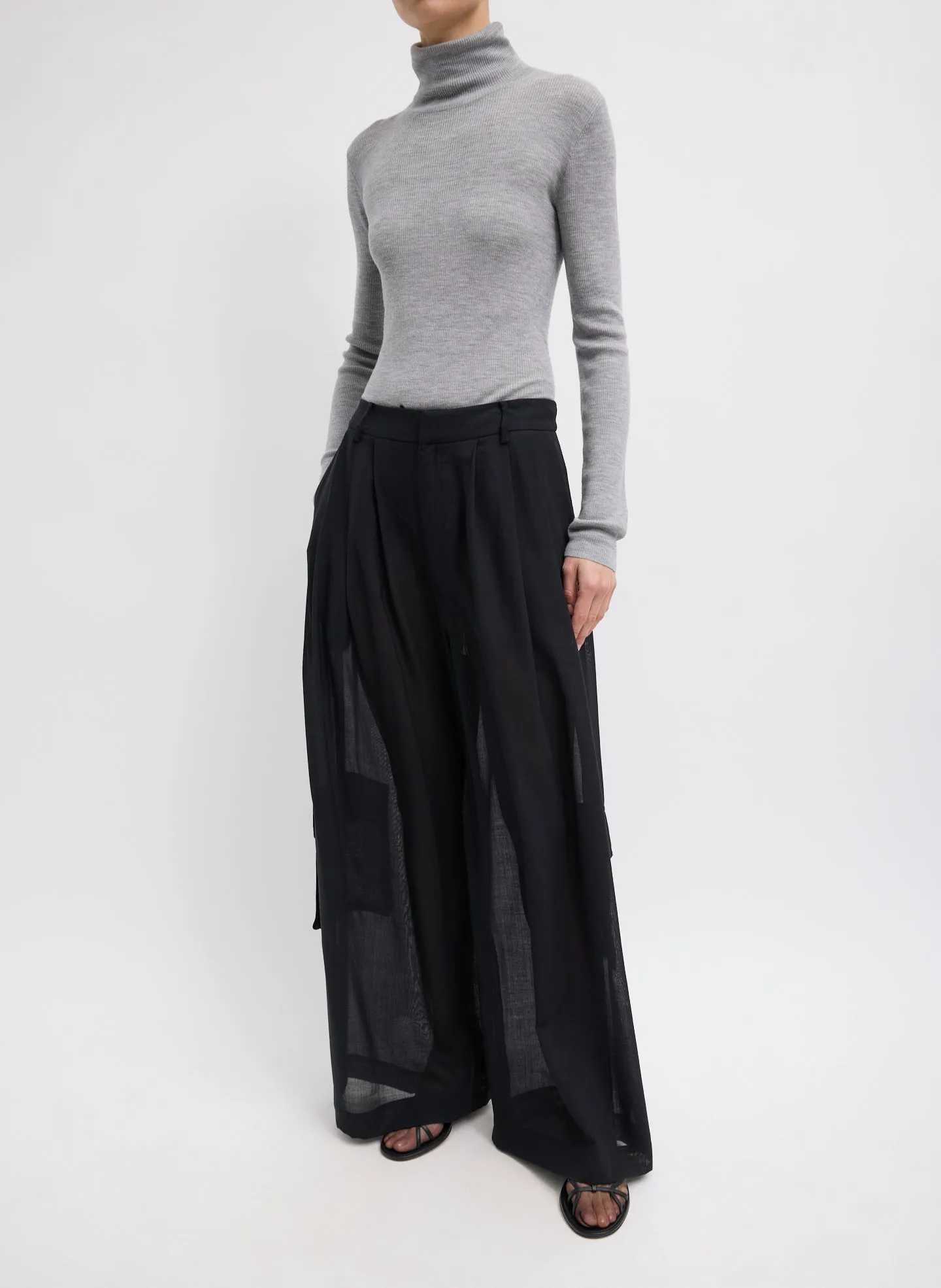 Sheer Wool Gauze Triple Pleat Pant sold by Tibi