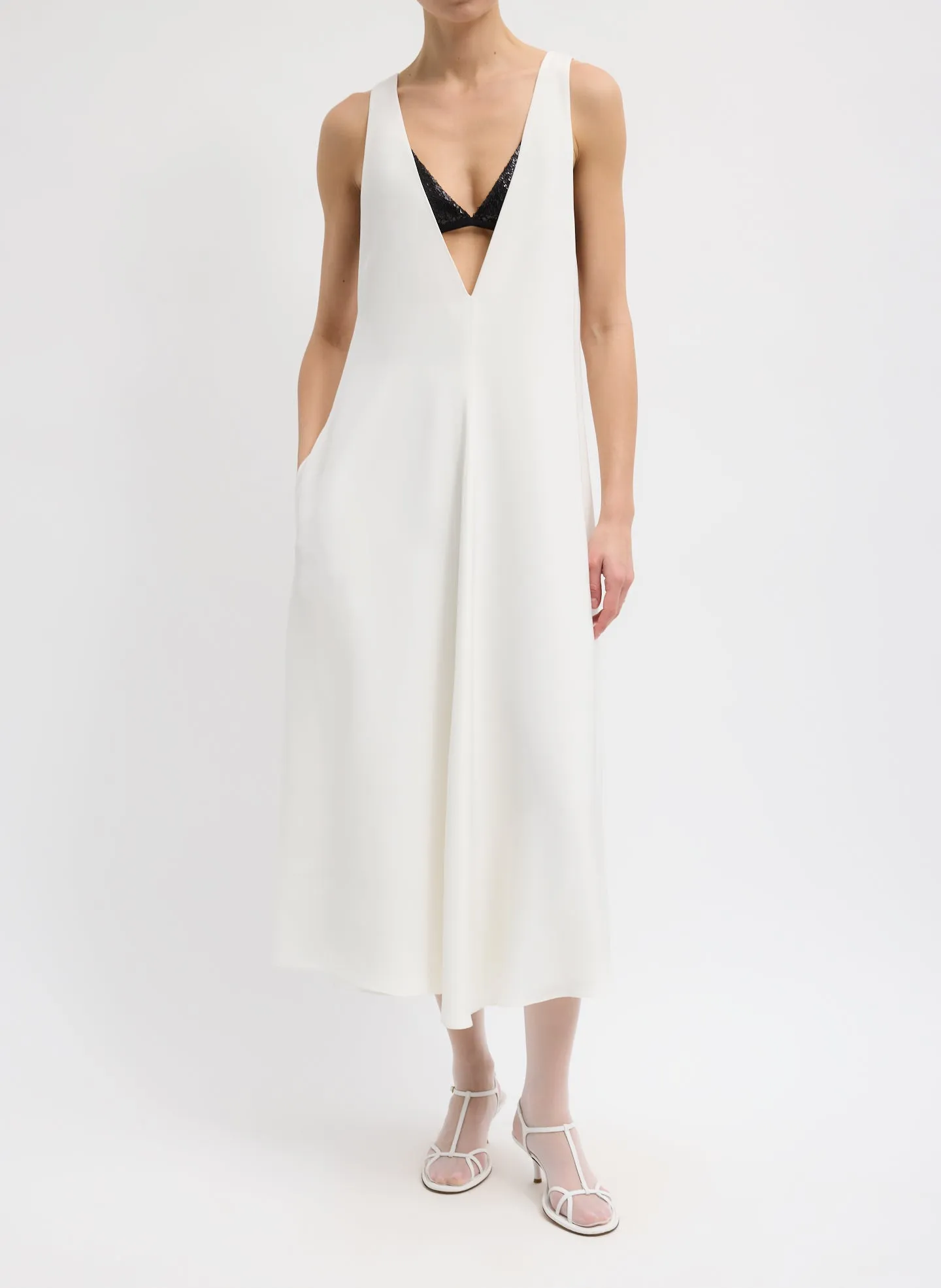 4-Ply Silk V-Neck Dress With Bra sold by Tibi