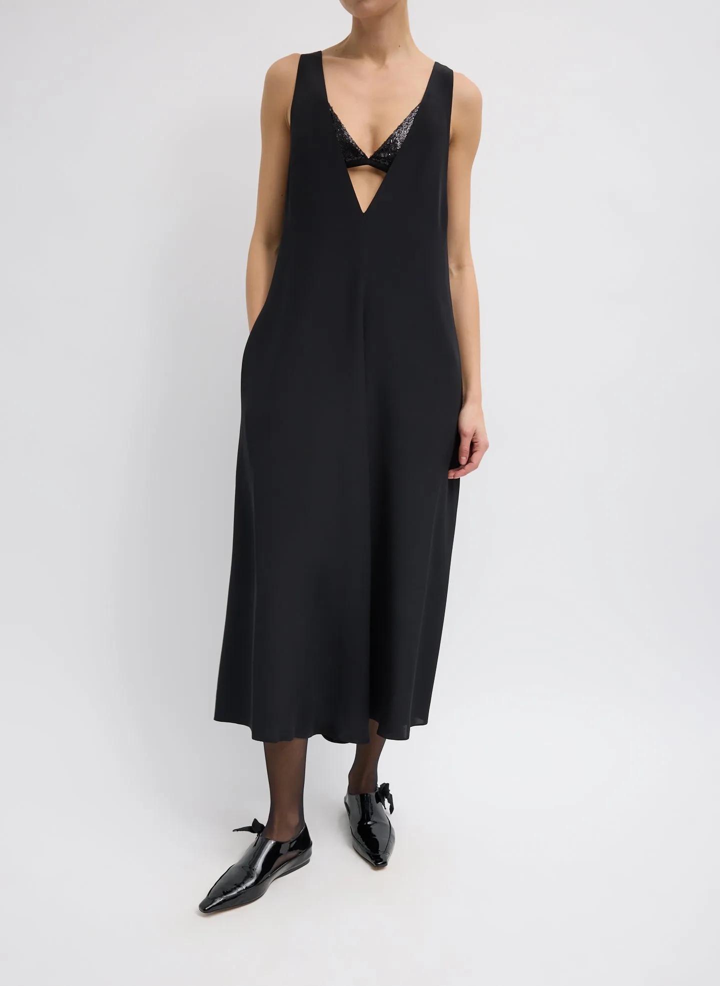 4-Ply Silk V-Neck Dress With Bra sold by Tibi product image thumbnail 2