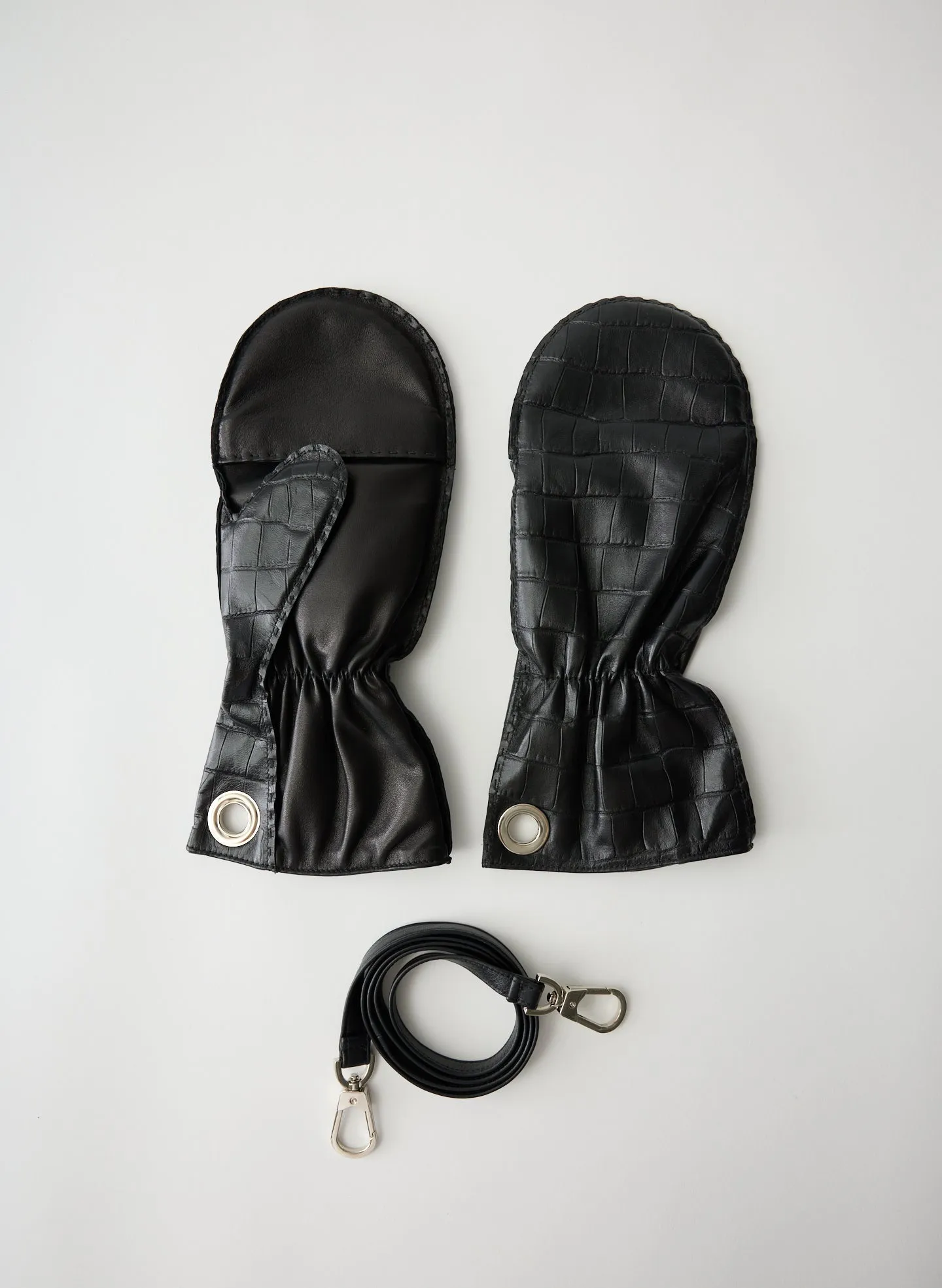 Crocodile Embossed Leather Mittens sold by Tibi product image thumbnail 2