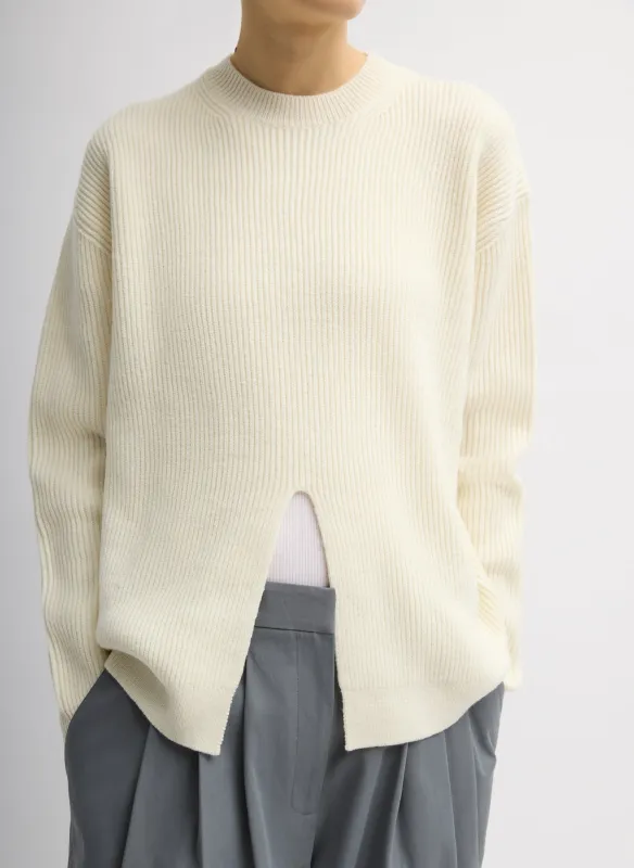 Cardigan Stitch Split Front Crewneck Easy Pullover made by Tibi