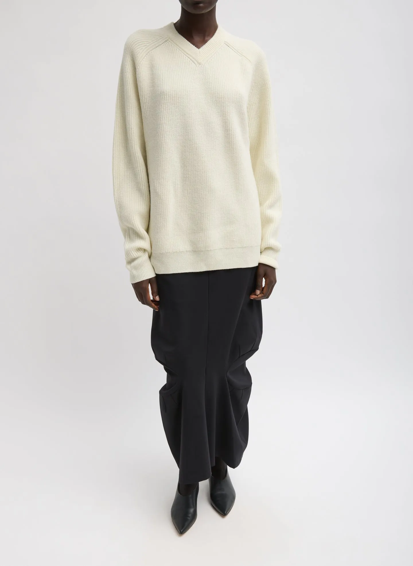Cardigan Stitch V-Neck Easy Pullover sold by Tibi product image thumbnail 3