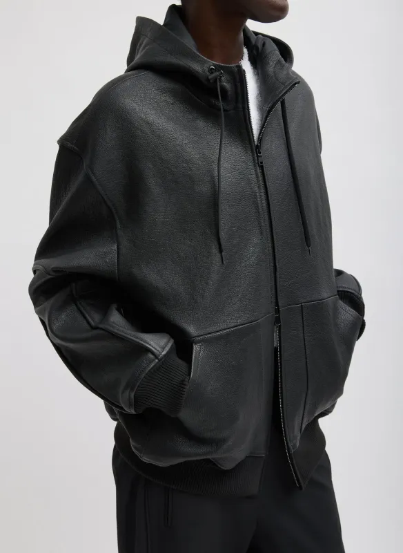 Pebbled Leather Zip Up Hoodie Jacket sold by Tibi