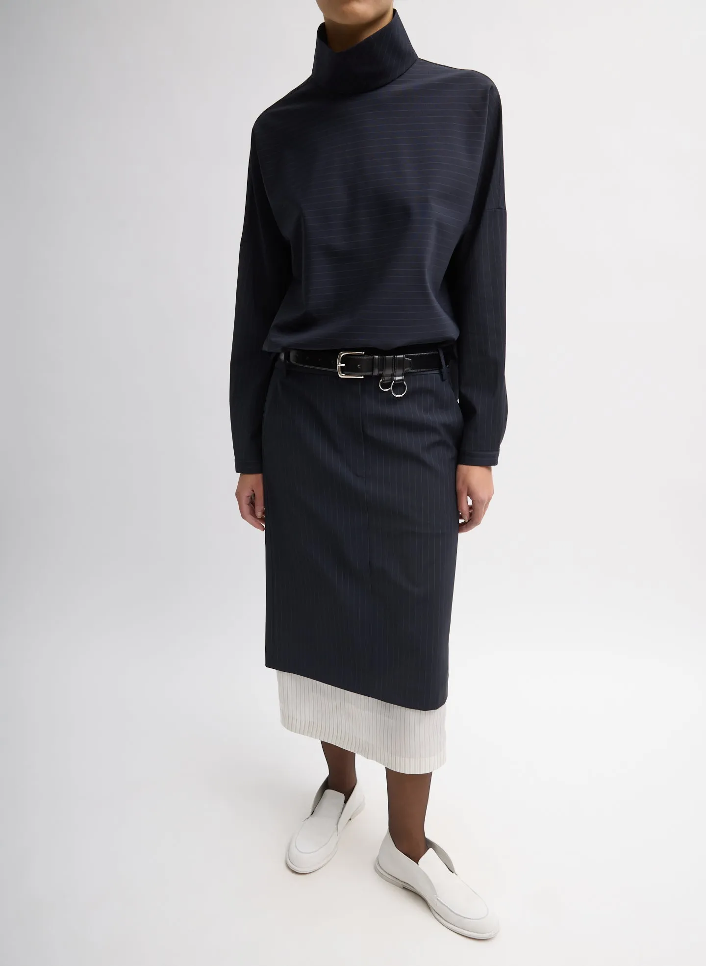 Mier Pinstripe Convertible Skirt sold by Tibi