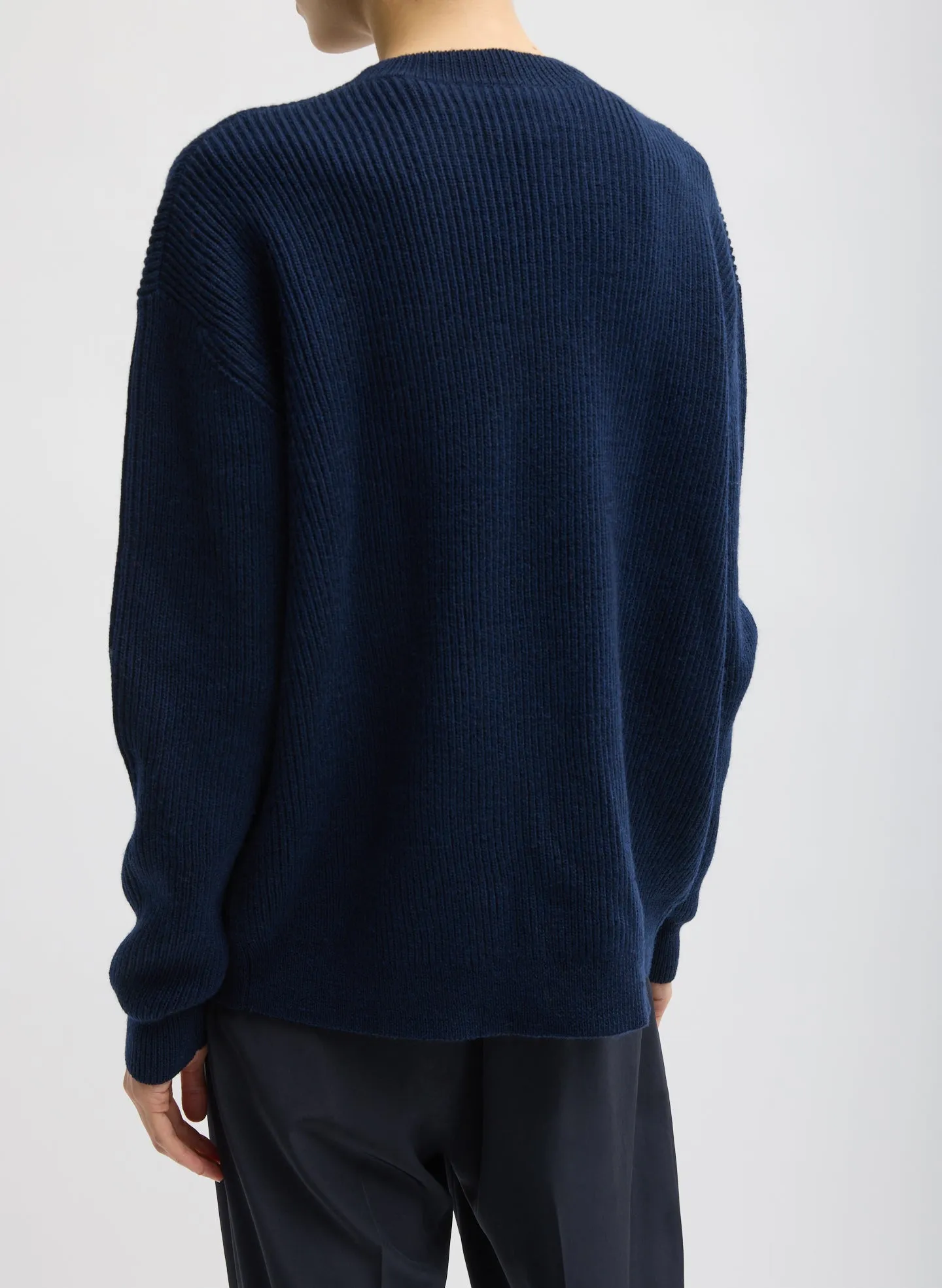 Cardigan Stitch Split Front Crewneck Easy Pullover sold by Tibi product image thumbnail 3