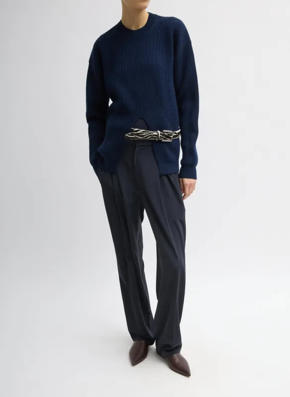 Cardigan Stitch Split Front Crewneck Easy Pullover made by Tibi
