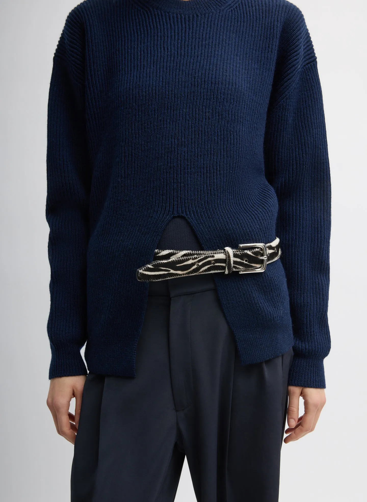 Cardigan Stitch Split Front Crewneck Easy Pullover sold by Tibi product image thumbnail 4