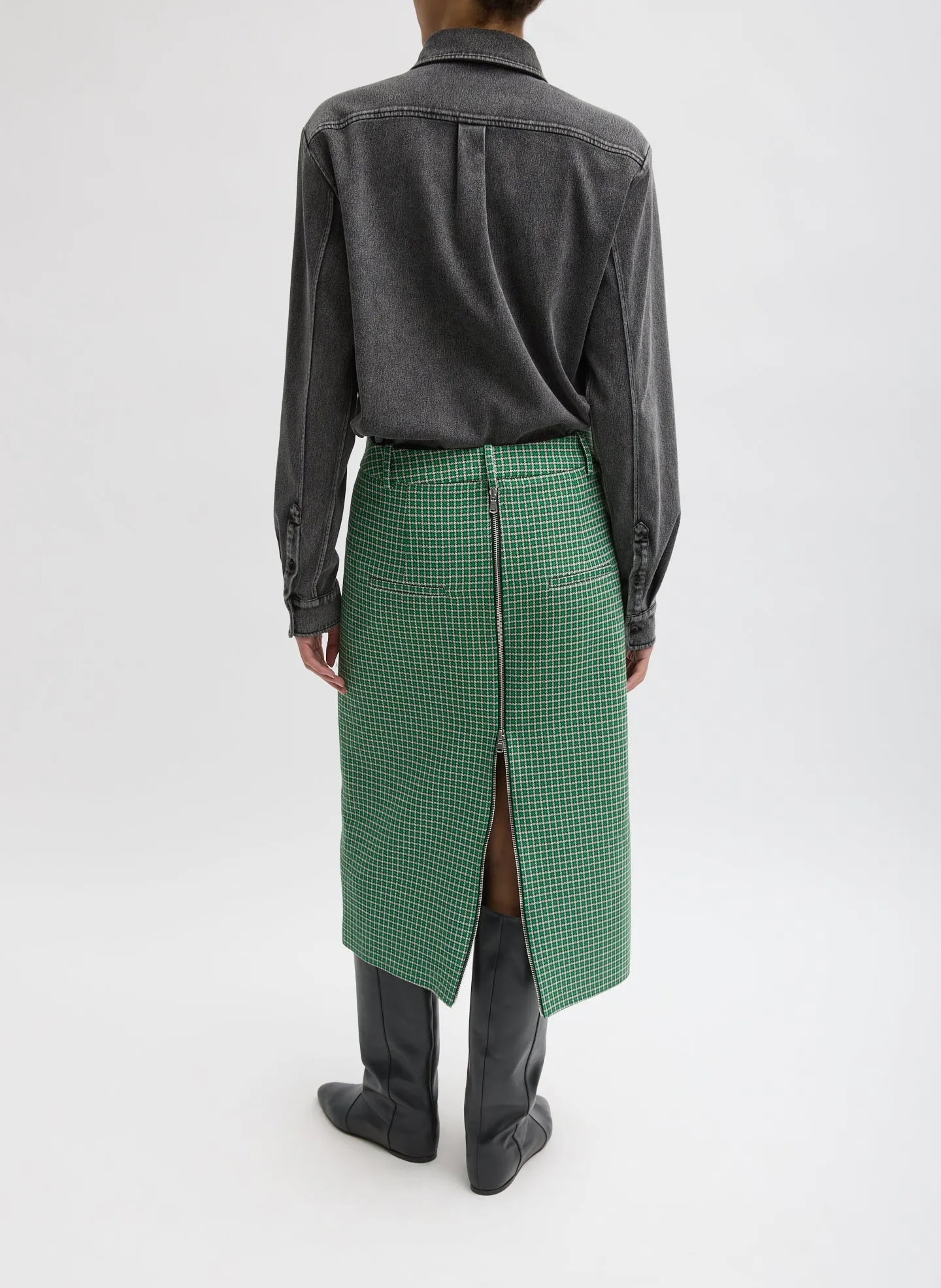 Leon Check Midi Trouser Zip Skirt sold by Tibi product image thumbnail 3