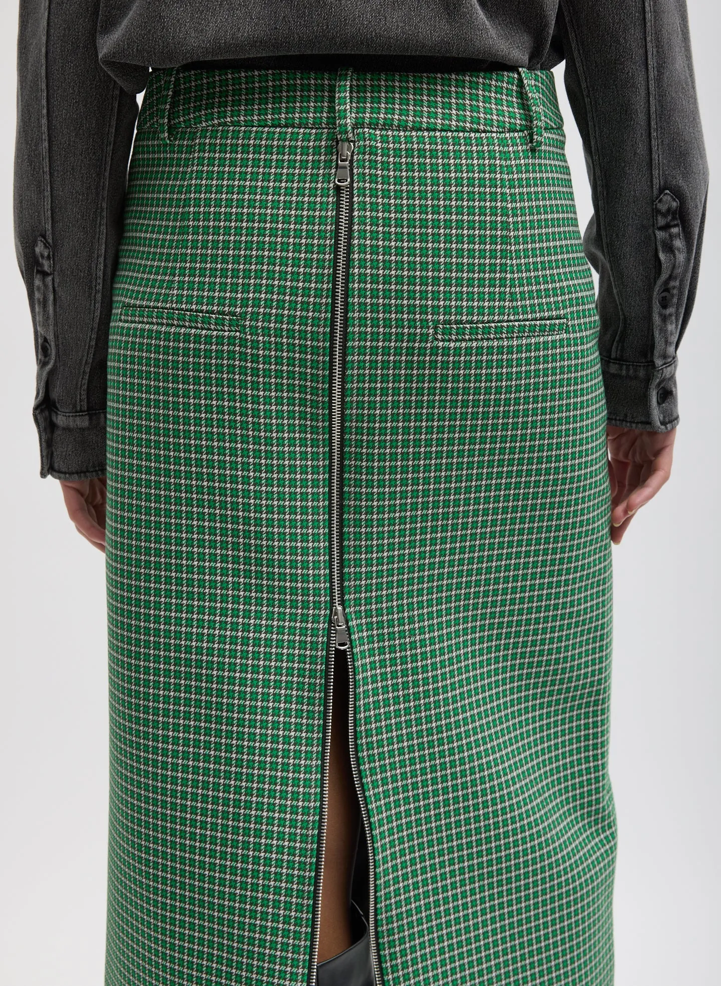 Leon Check Midi Trouser Zip Skirt sold by Tibi product image thumbnail 5