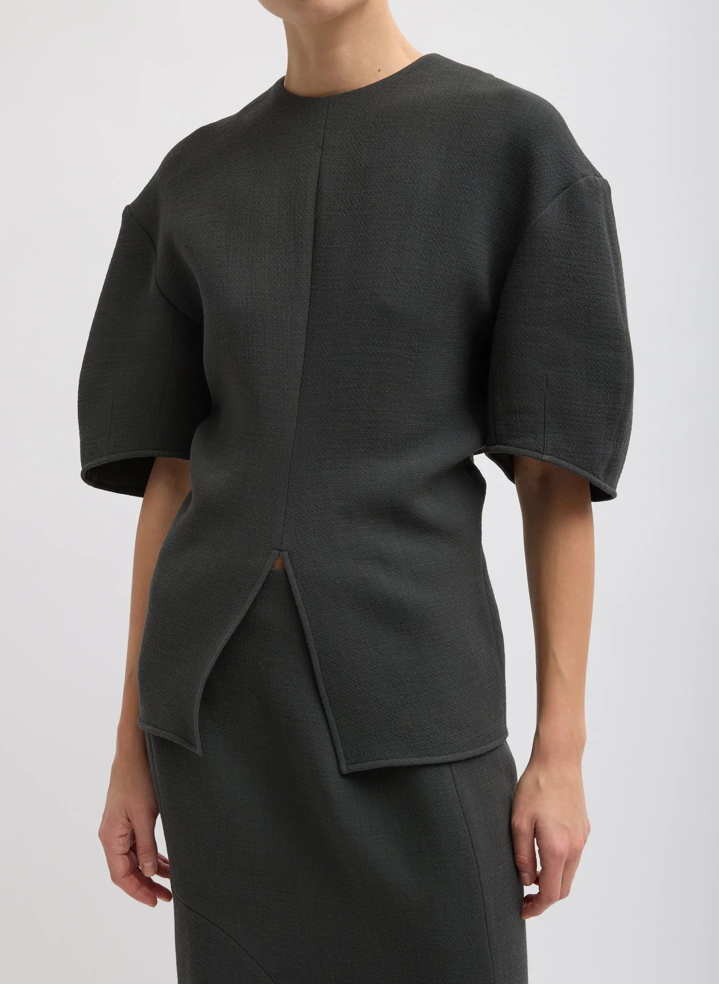 Wool Crepe Slit Front T-Shirt sold by Tibi