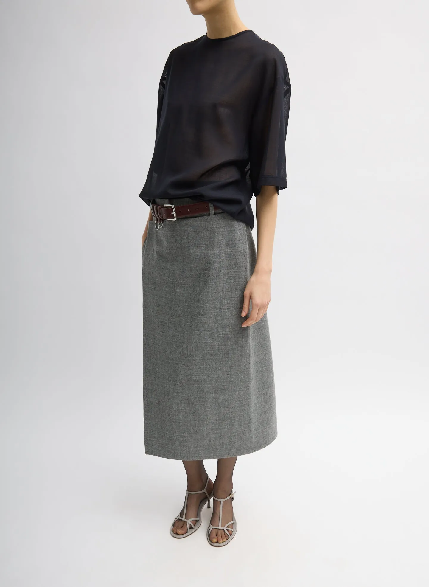 Techy Bonded Wool Wrap Midi Skirt sold by Tibi product image thumbnail 2