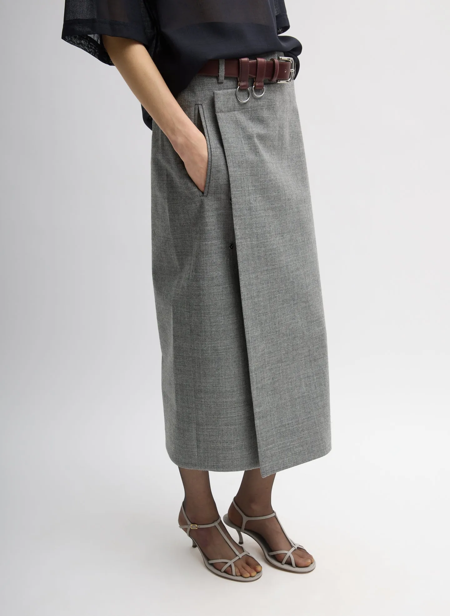 Techy Bonded Wool Wrap Midi Skirt sold by Tibi product image thumbnail 4