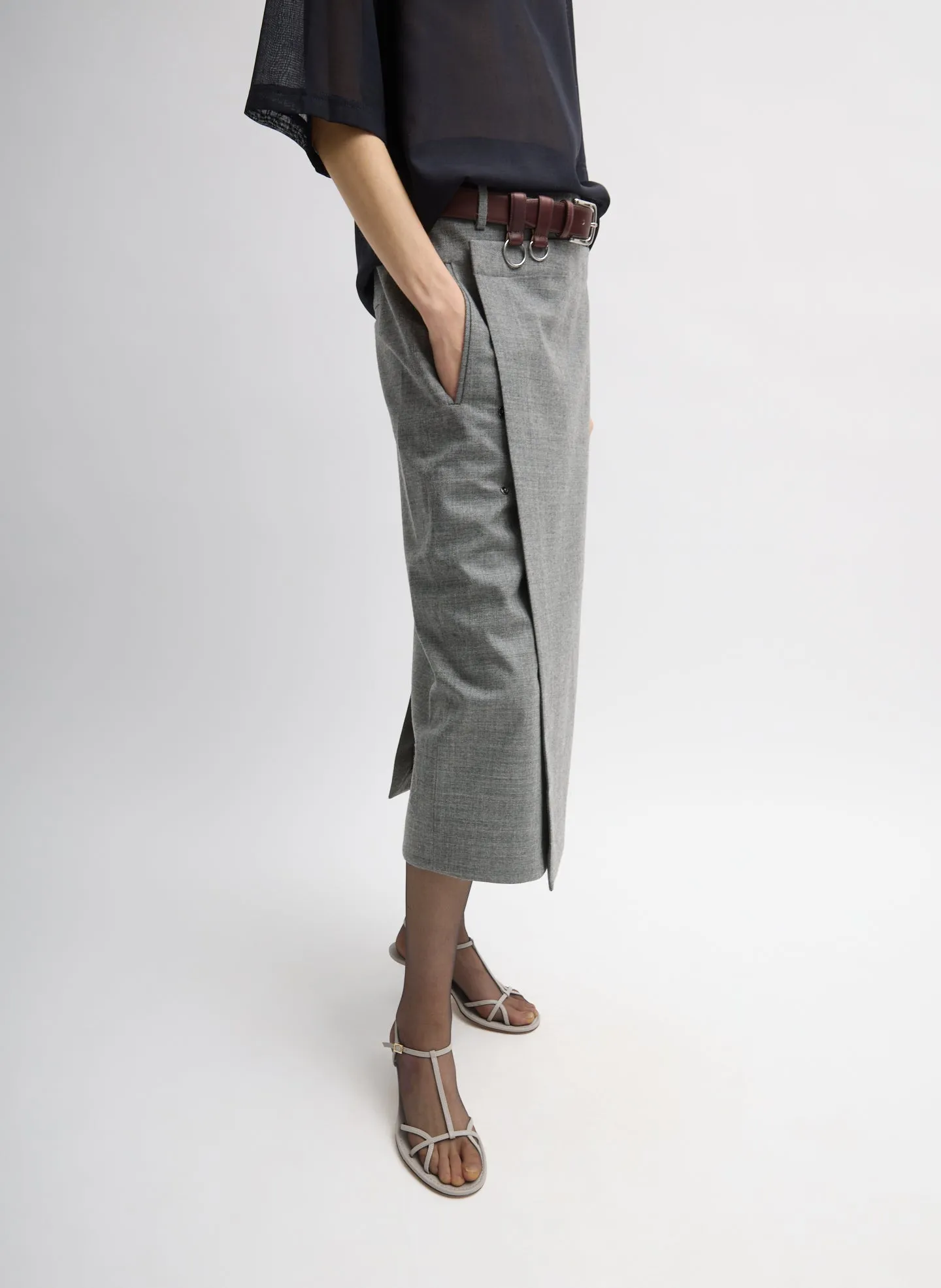 Techy Bonded Wool Wrap Midi Skirt sold by Tibi product image thumbnail 5