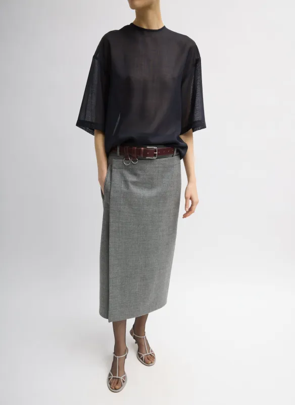Techy Bonded Wool Wrap Midi Skirt made by Tibi