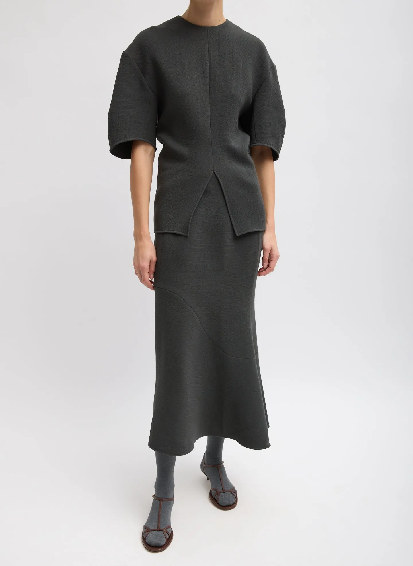Wool Crepe Marte Fluid Skirt sold by Tibi product image thumbnail 3