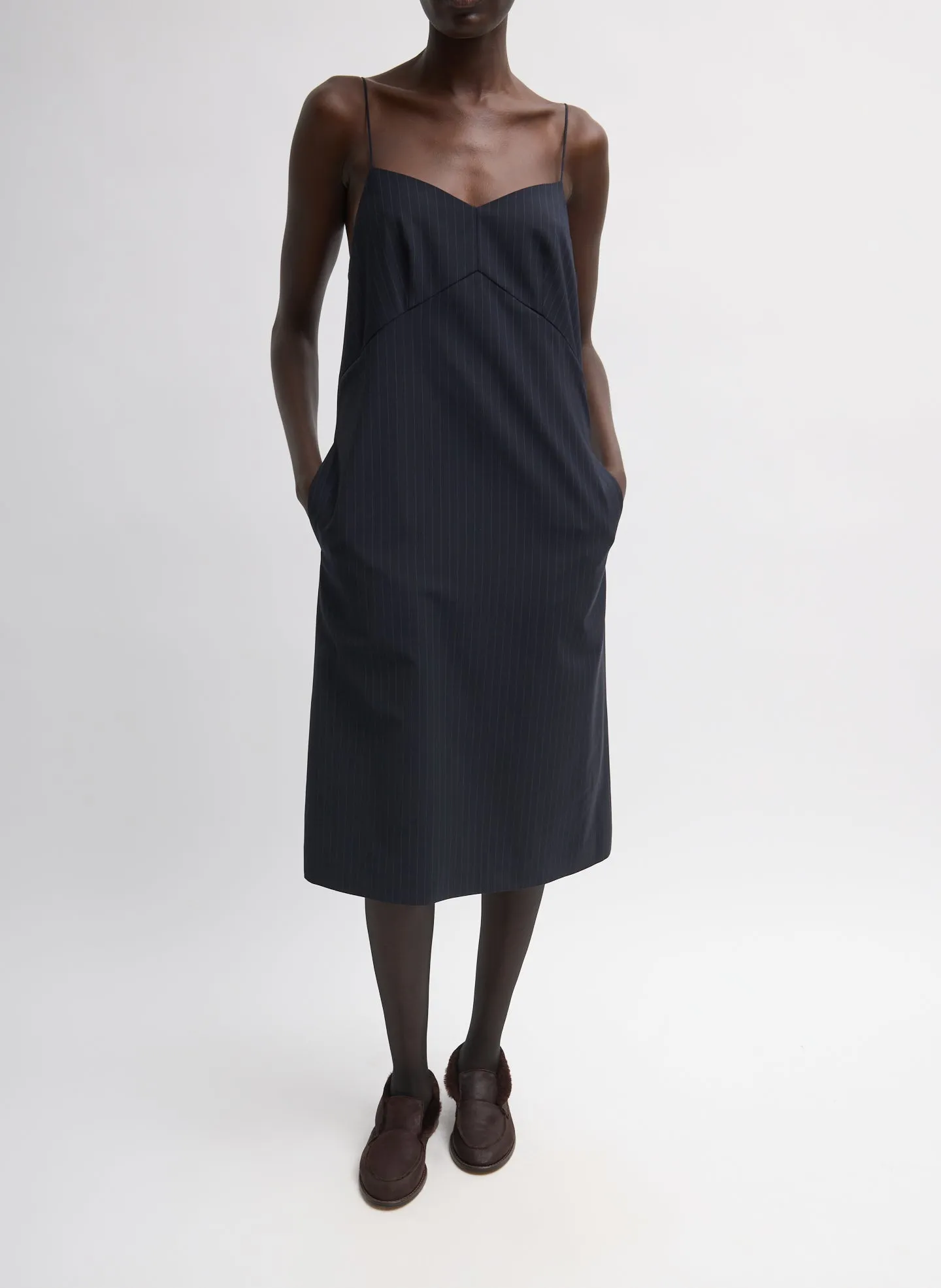 Mier Pinstripe Convertible Slip Dress sold by Tibi product image thumbnail 3
