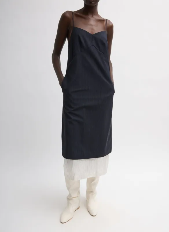 Mier Pinstripe Convertible Slip Dress made by Tibi