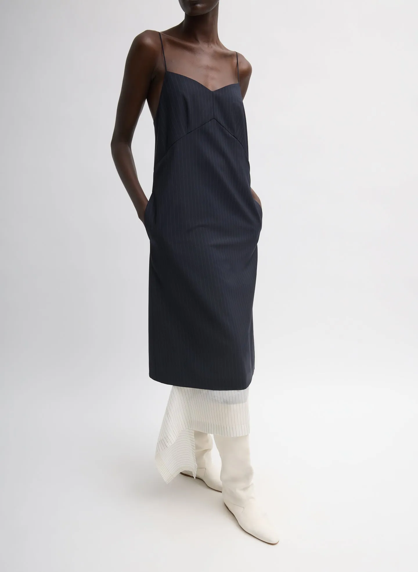 Mier Pinstripe Convertible Slip Dress sold by Tibi product image thumbnail 4