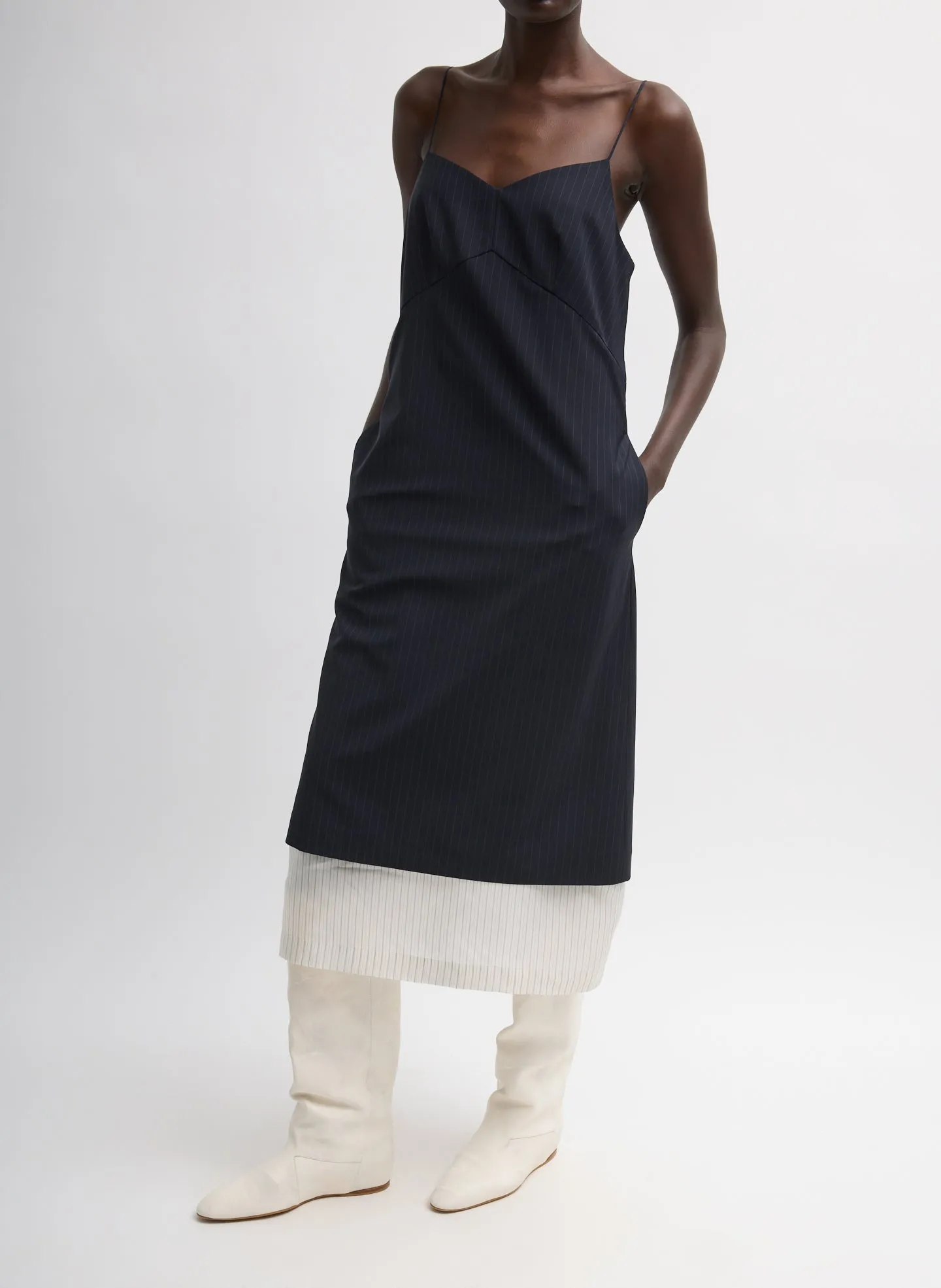 Mier Pinstripe Convertible Slip Dress sold by Tibi product image thumbnail 5